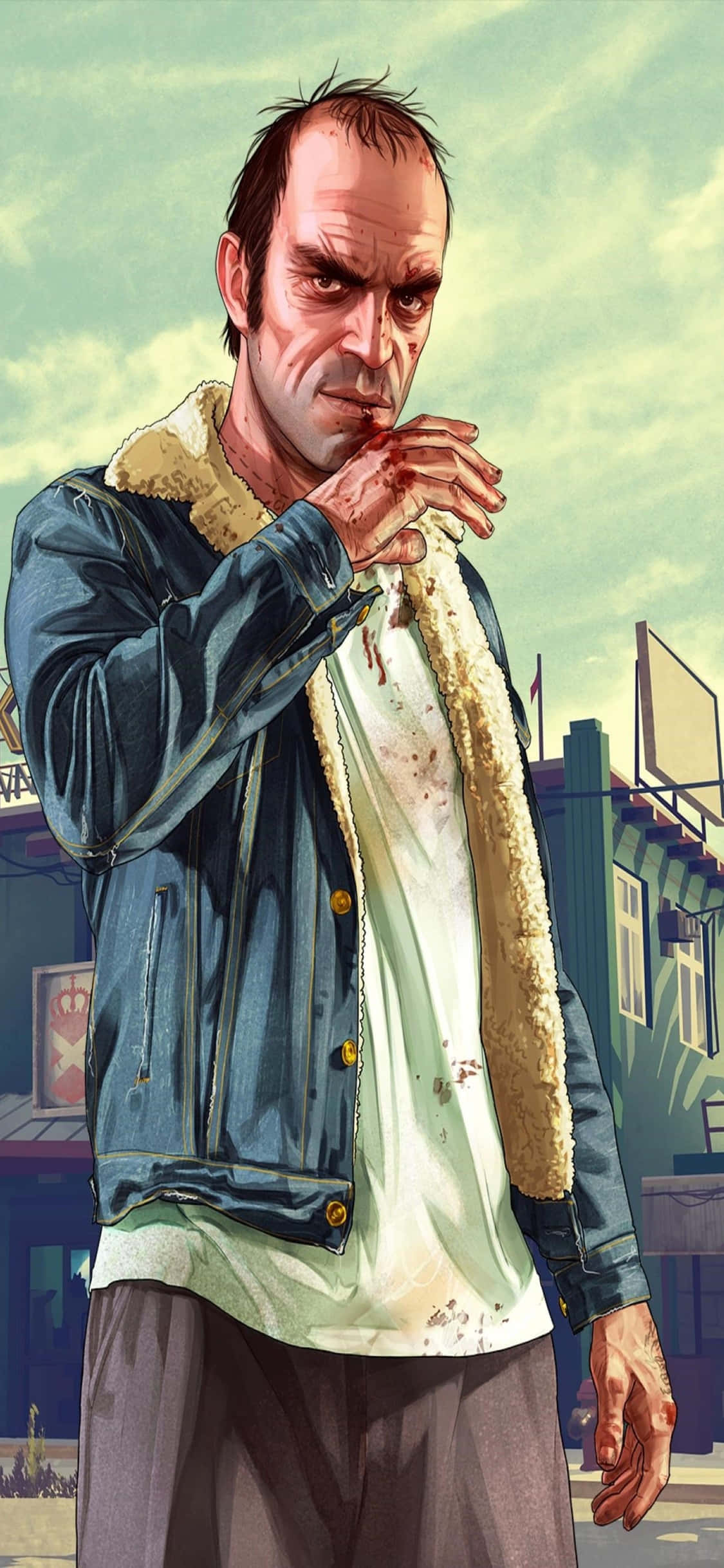 iPhone X Grand Theft Auto V Agtergrond Trevor in Denim Muurpapier