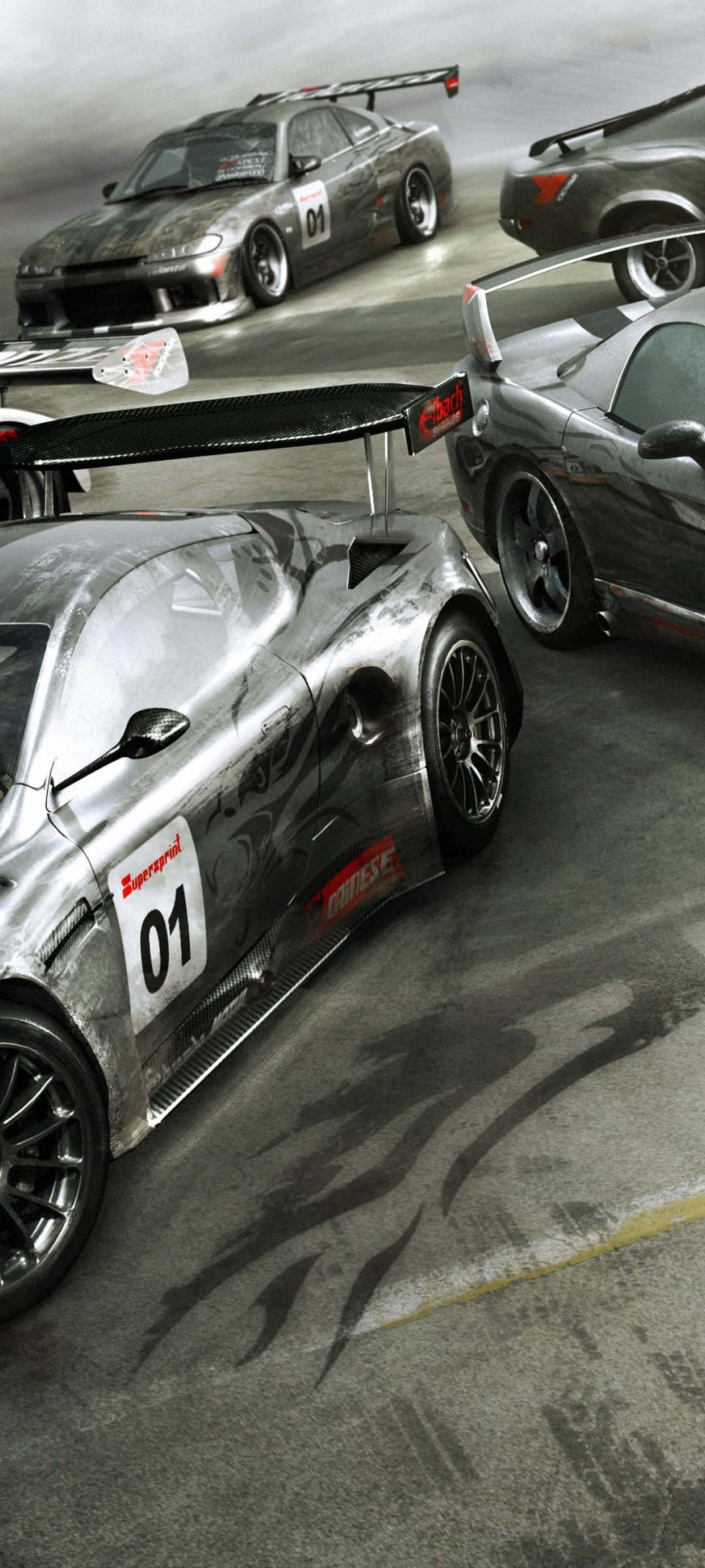 iPhone X Grid Autosport Agtergrond Swaai Rook Muurpapier