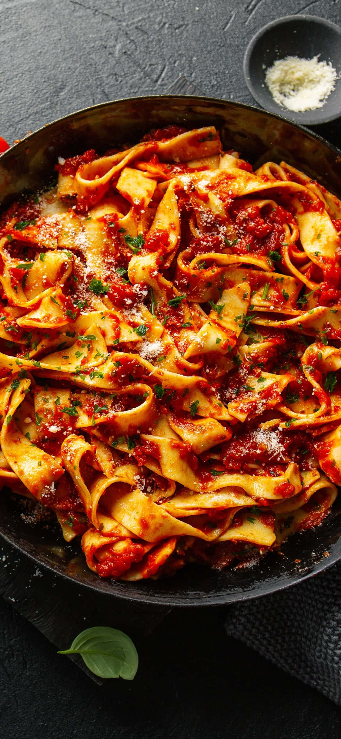 iPhone X Hoender Arrabiata Pasta Agtergrond Muurpapier