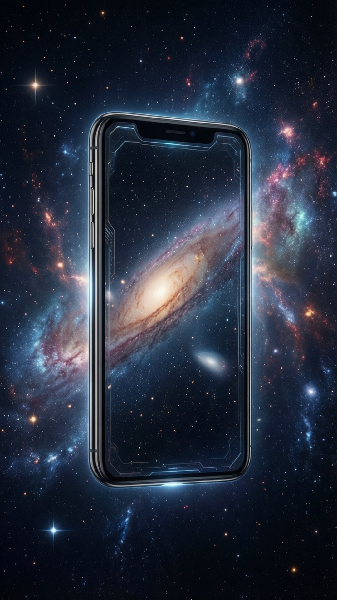 iPhone X in die ruimte Muurpapier