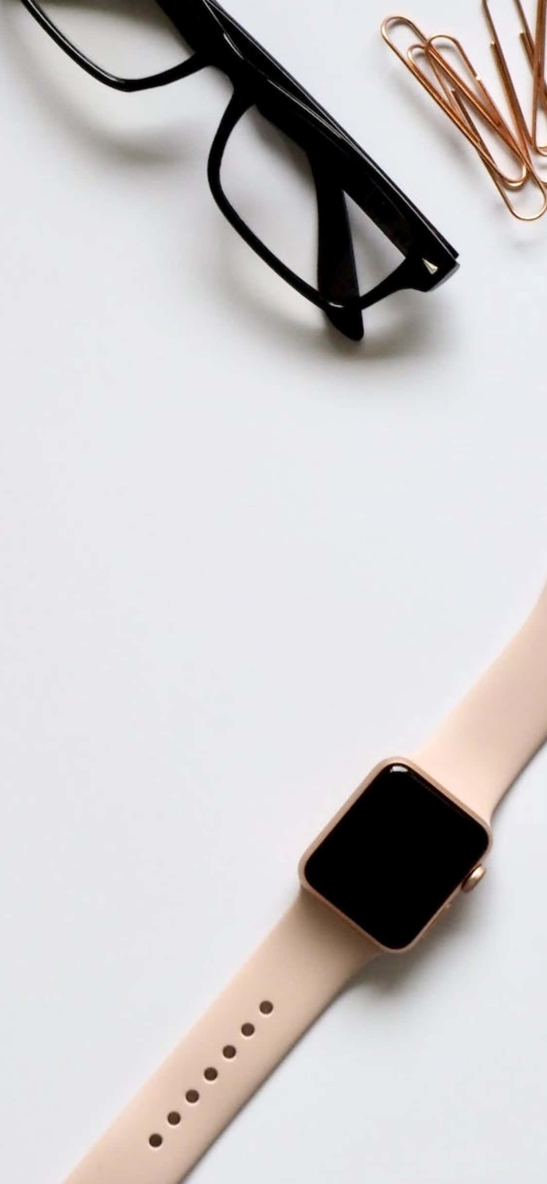 iPhone X Lessenaar Agtergrond Bril En 'n iWatch Muurpapier