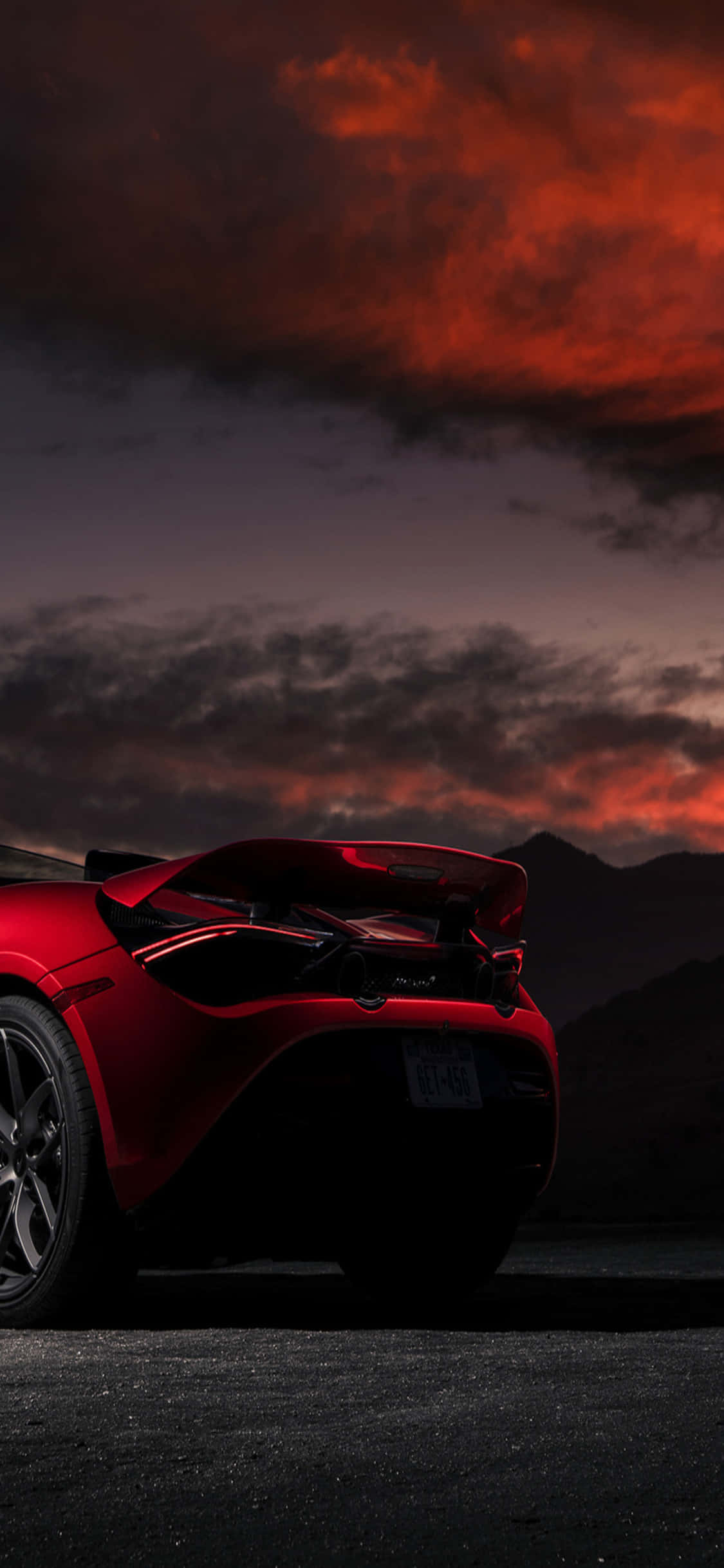 iPhone X Mclaren 720s Rooi Sonsondergang Agtergrond Muurpapier