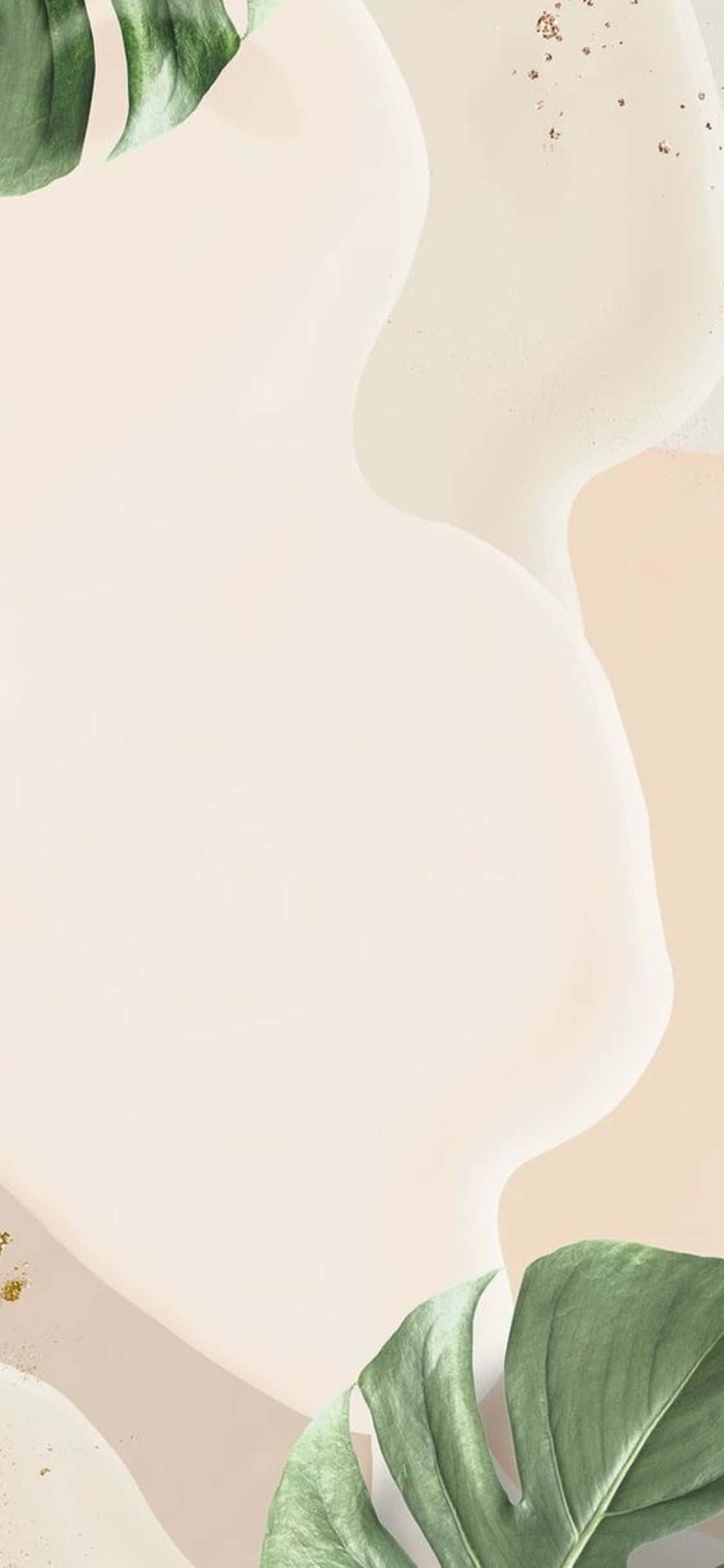 iPhone X Minimalistiese Monstera Blare Beige Agtergrond Muurpapier