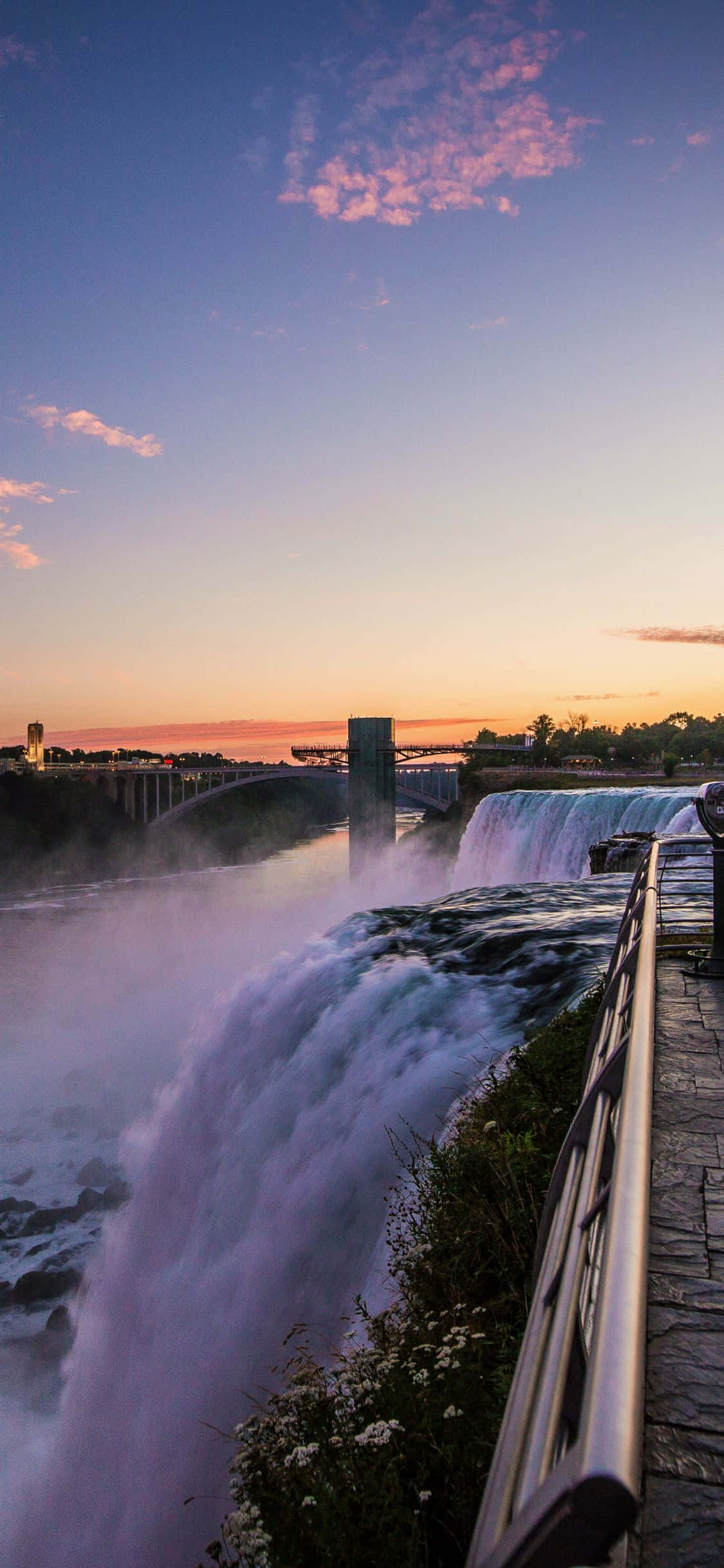 iPhone X Niagara-waterval Sonsondergang Lug Agtergrond Muurpapier