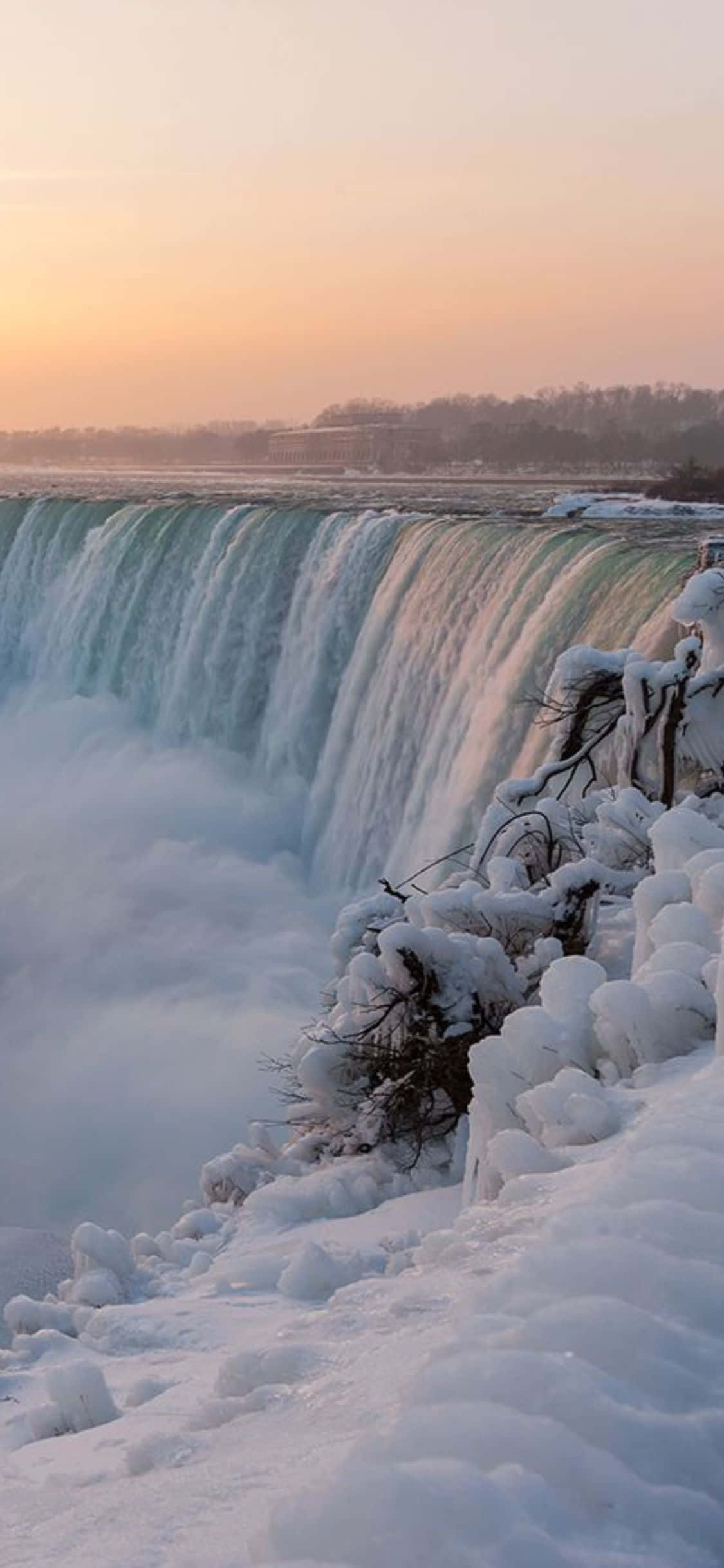 iPhone X Niagara-waterval Sneeu Agtergrond Muurpapier