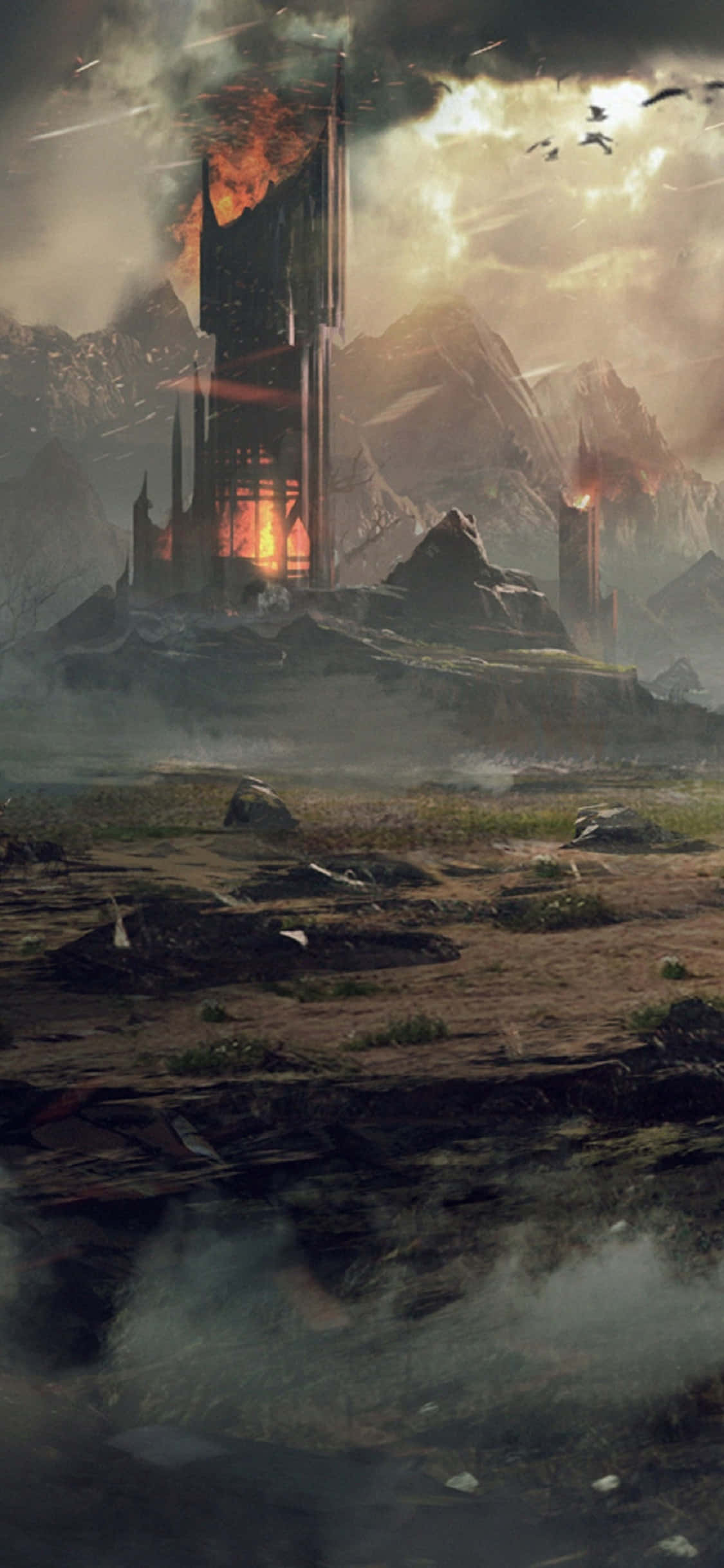 iPhone X Shadow Of Mordor Agtergrond Kasteel Muurpapier