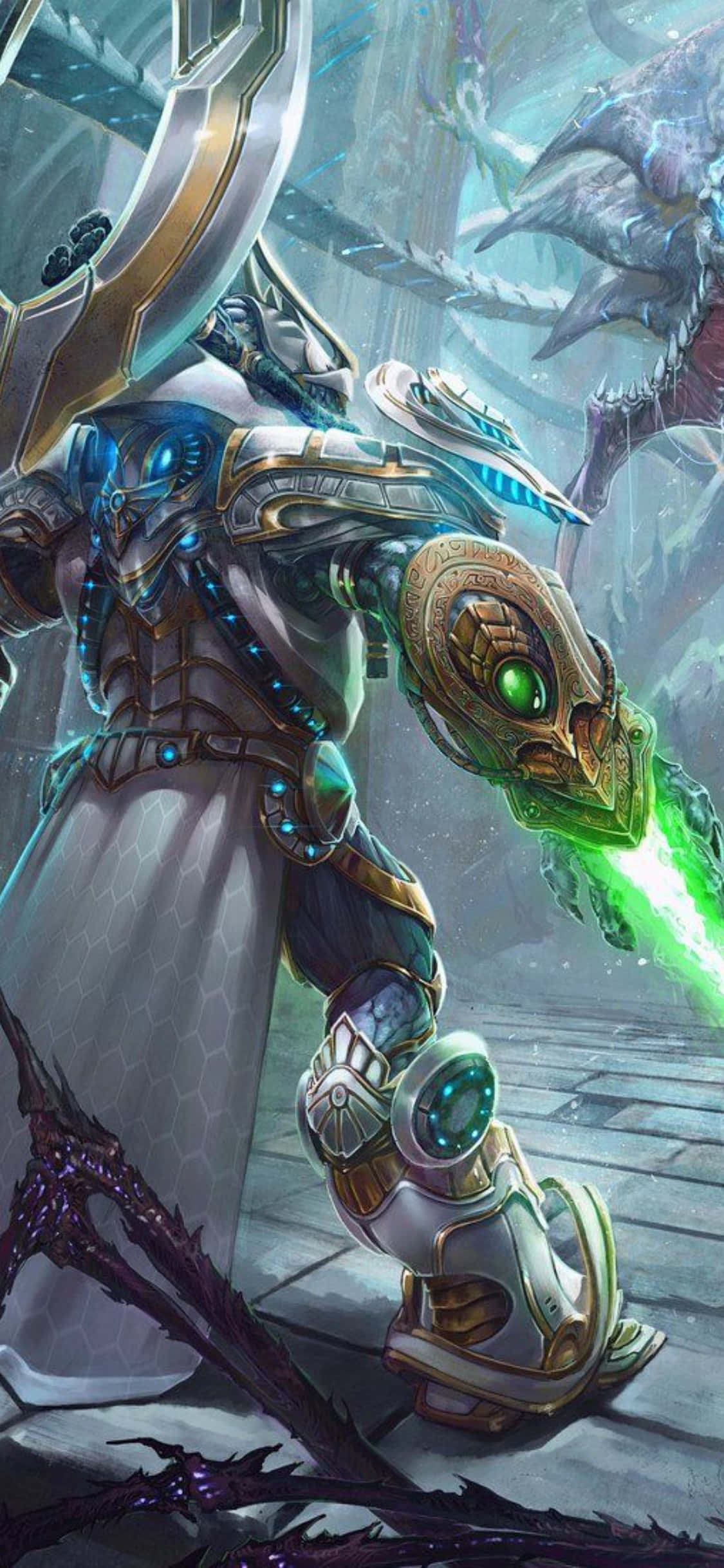 iPhone X Starcraft II Agtergrond Groen Lig Muurpapier