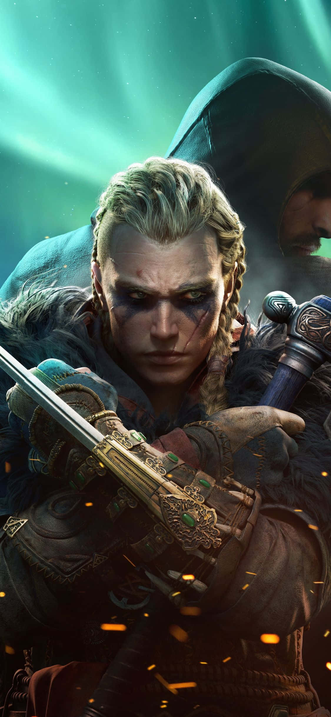 iPhone Xs Assassin's Creed Valhalla Vroulike Eivor as Sluipmoordenaar Agtergrond Muurpapier