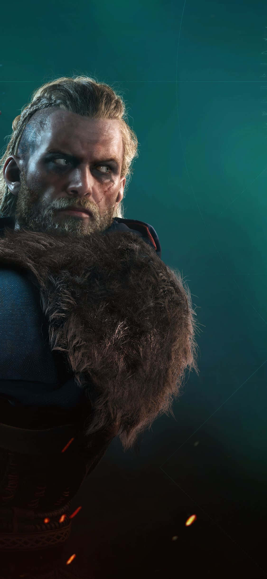 iPhone Xs Assassin's Creed Valhalla Eivor se Gesig Agtergrond Muurpapier