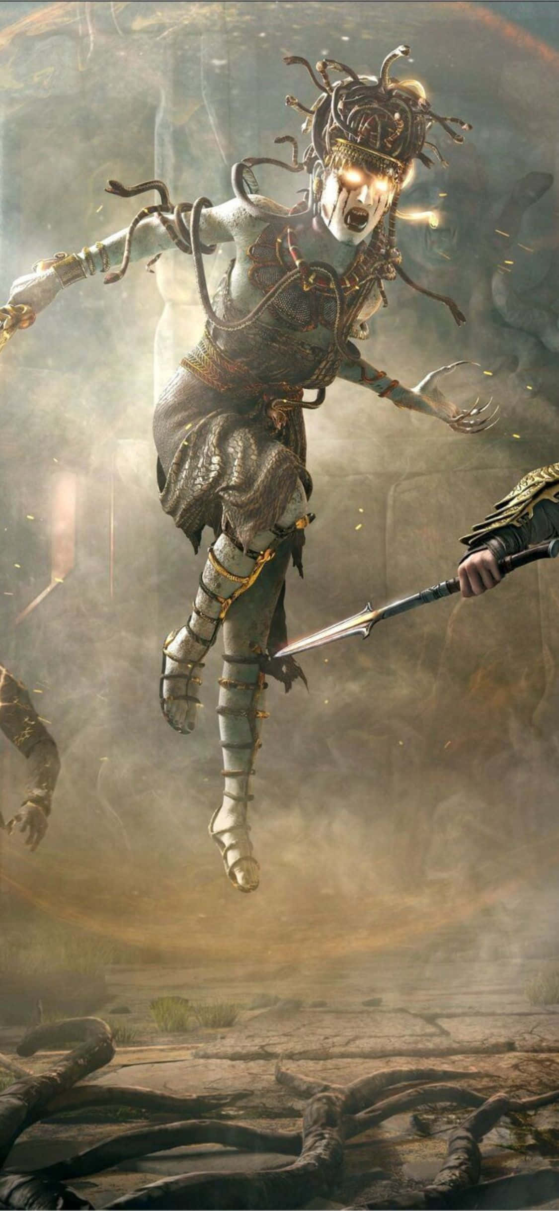 iPhone Xs Assassin's Creed Valhalla Medusa Agtergrond Muurpapier