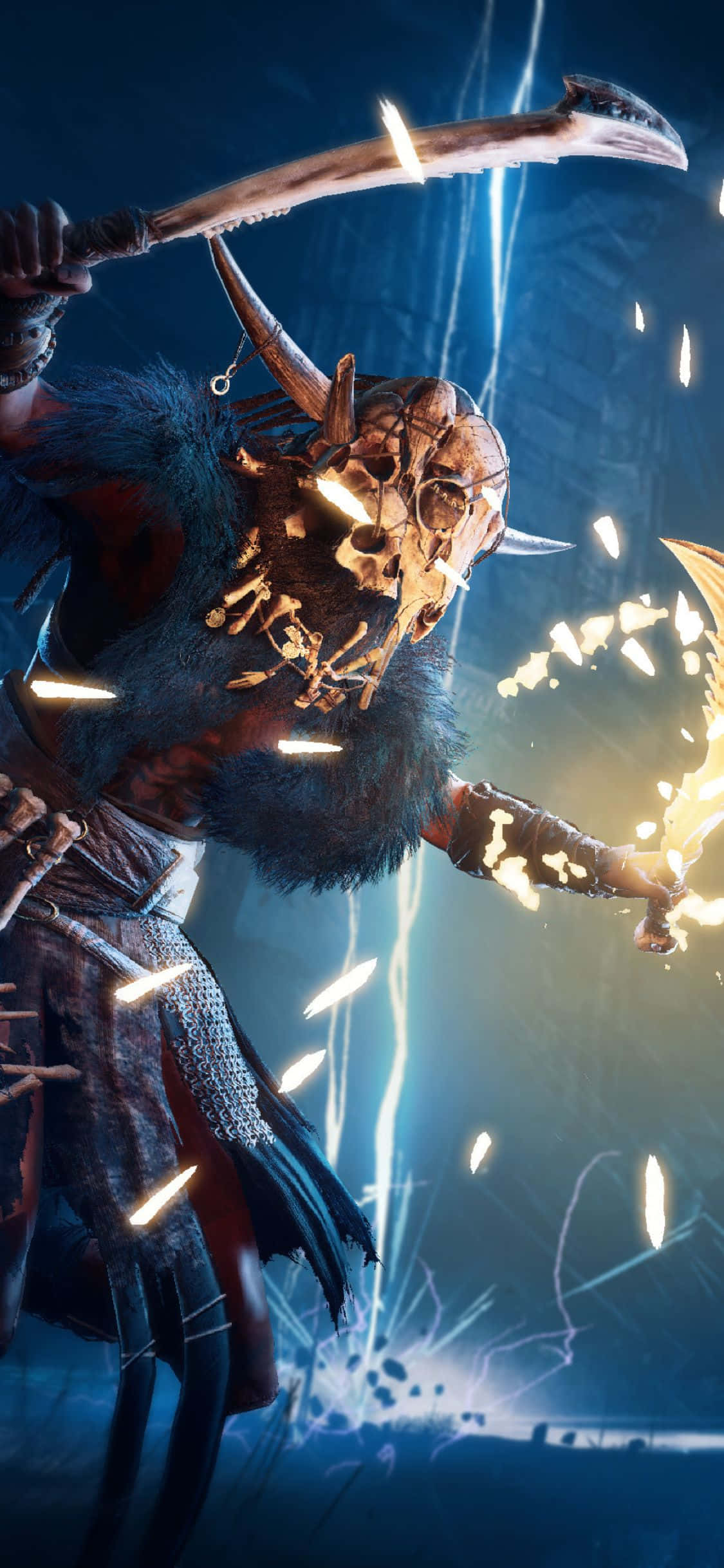 iPhone XS Assassin's Creed Valhalla Berkelow Monster Agtergrond Muurpapier