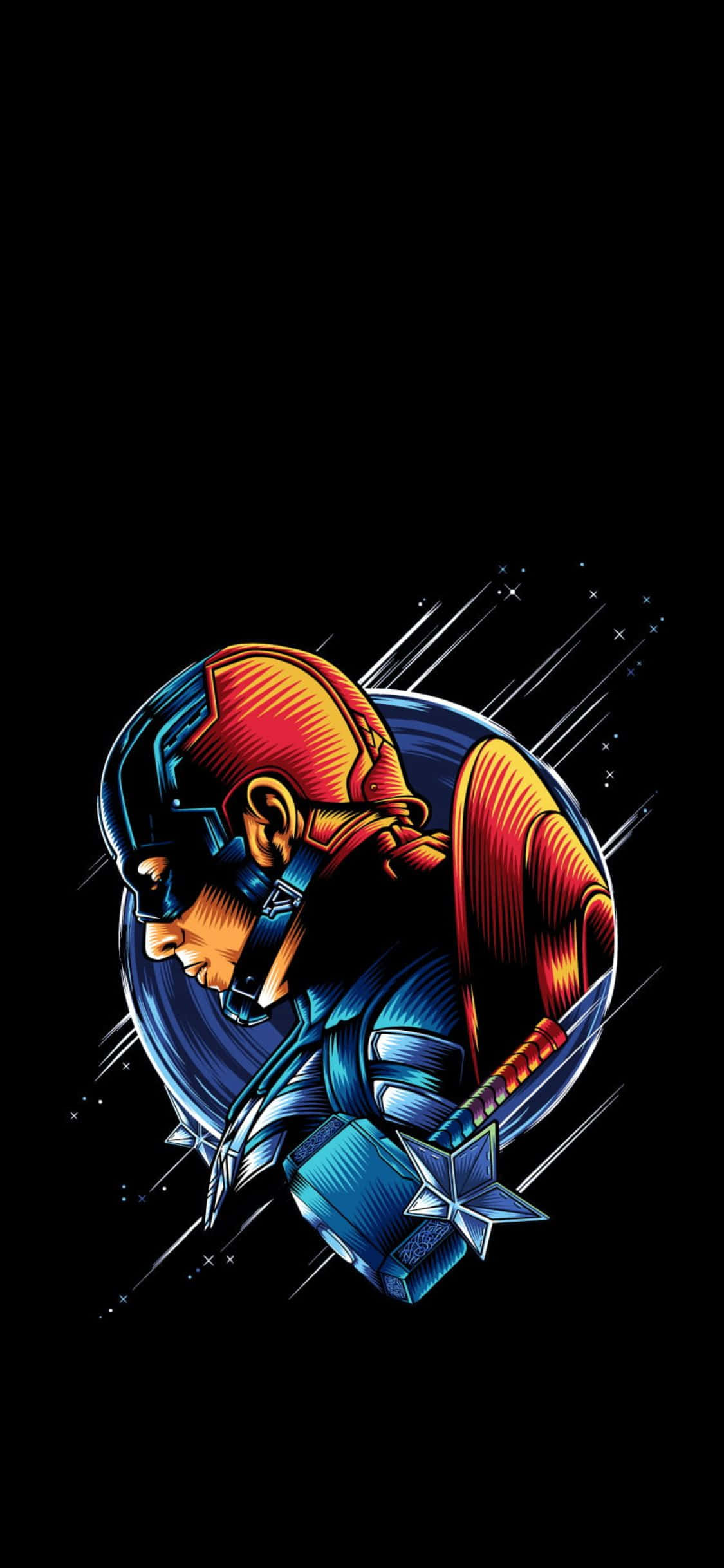 iPhone XS Avengers Agtergrond Captain America Digitale Kuns Muurpapier