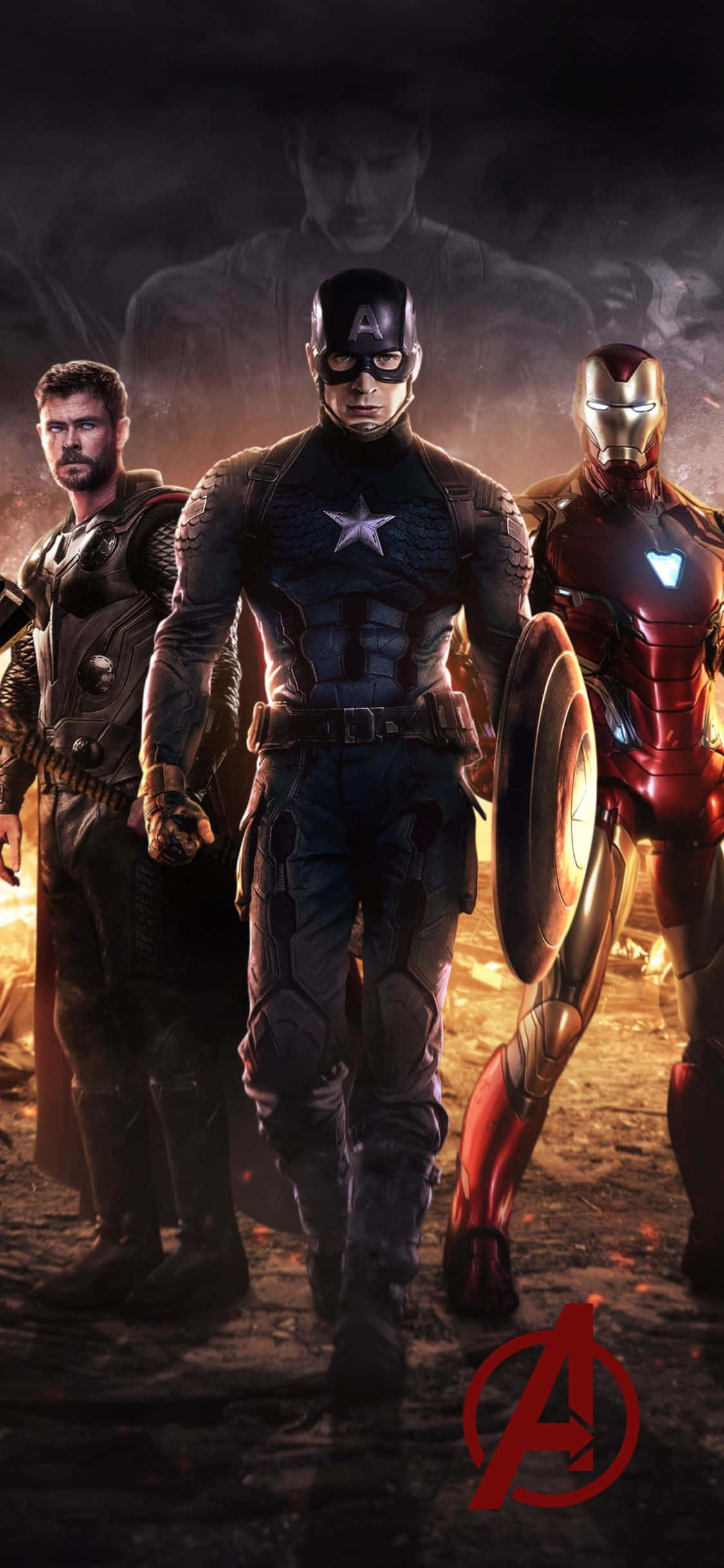 iPhone XS Avengers Agtergrond Groot Drie Superhelde Muurpapier