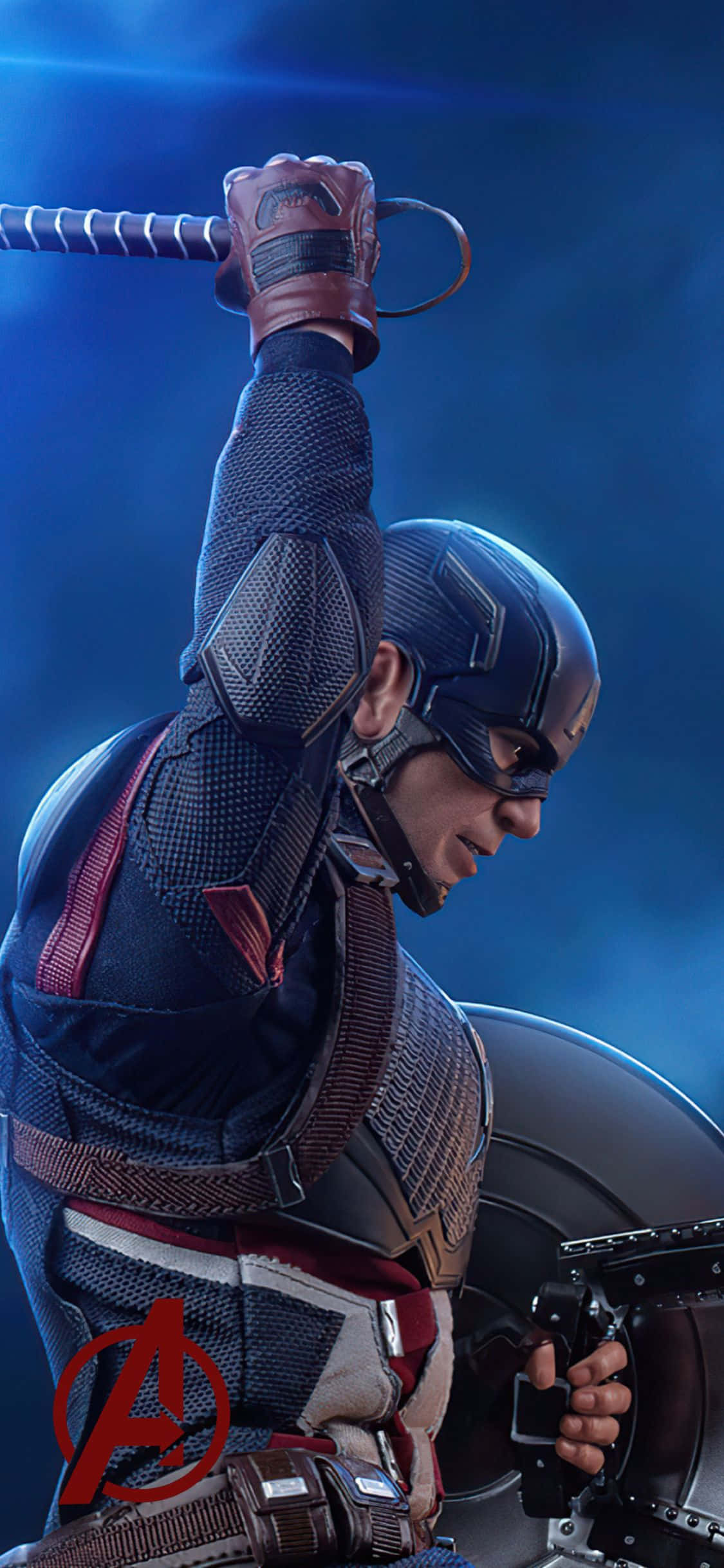 iPhone XS Avengers Agtergrond Kaptein Amerika wat Thor se Hamer Swaai Muurpapier