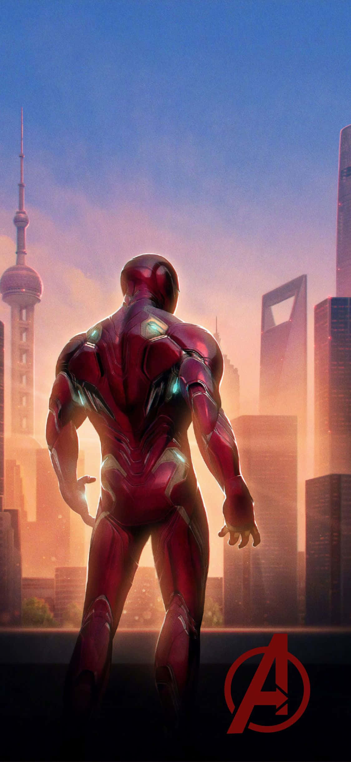 iPhone XS Avengers Agtergrond Van Iron Man In NYC Muurpapier