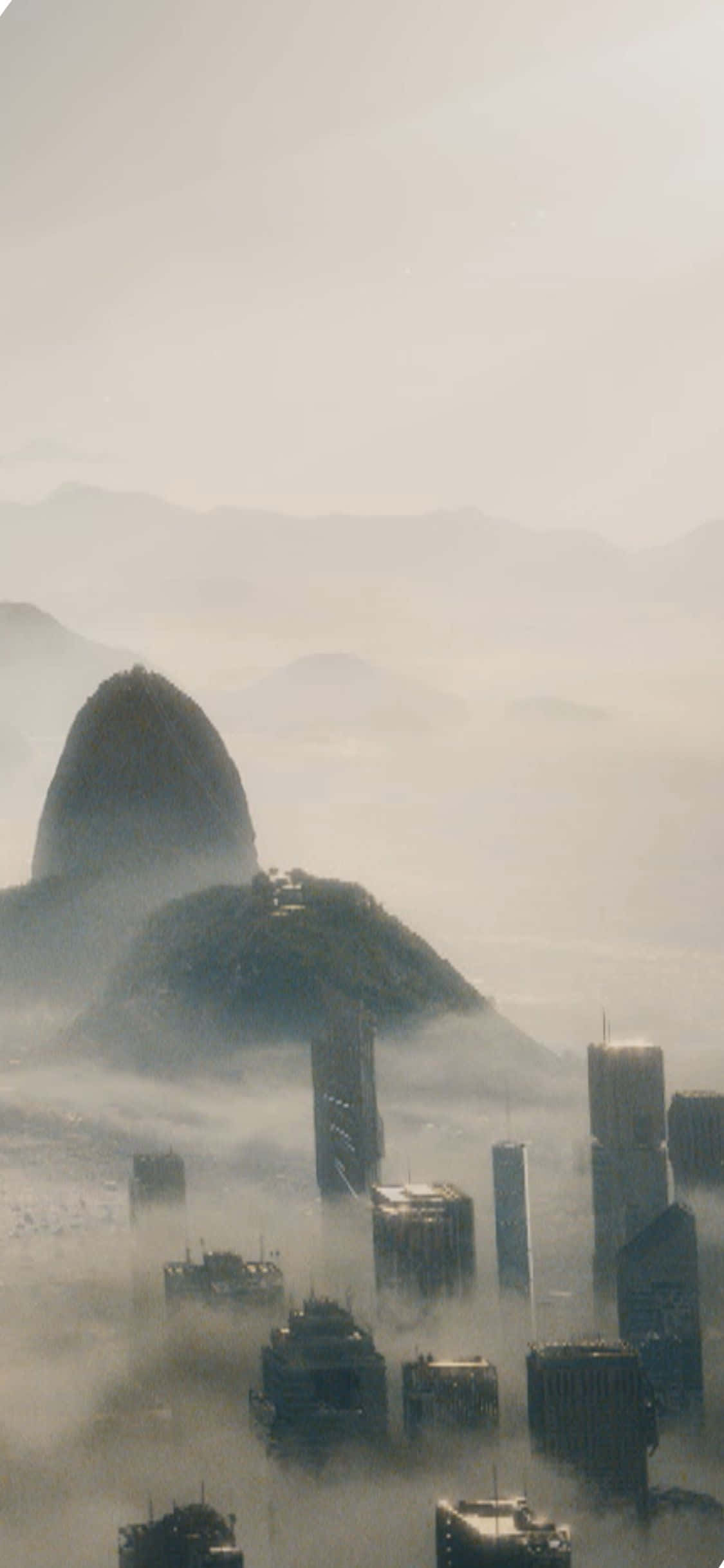 iPhone XS Civilization Beyond Earth Wasige Geboue En Berge Agtergrond Muurpapier