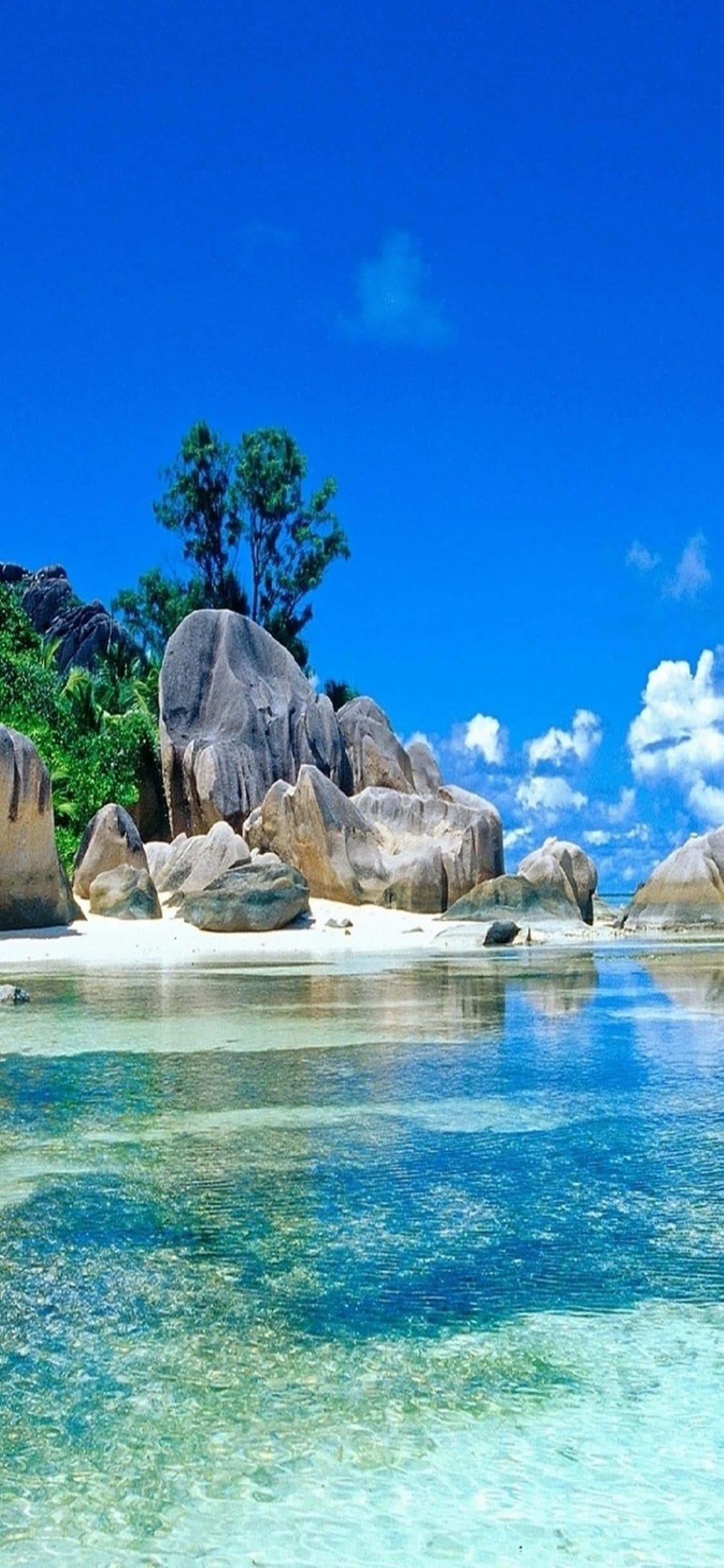 iPhone XS La Digue Strand Agtergrond Muurpapier