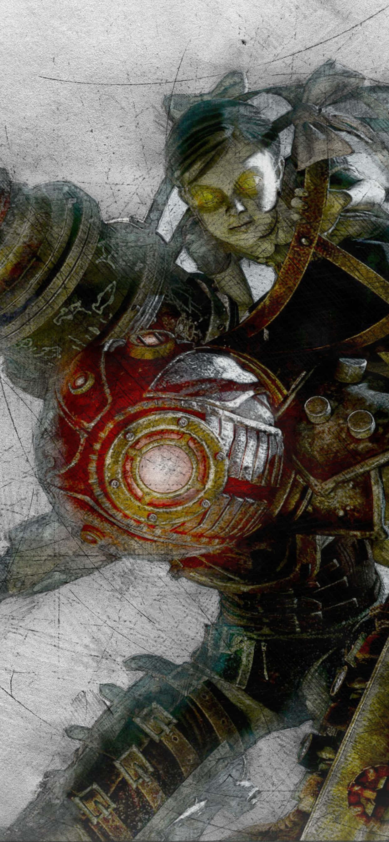 iPhone Xs Max Bioshock Infinite Big Daddy-agtergrond Muurpapier