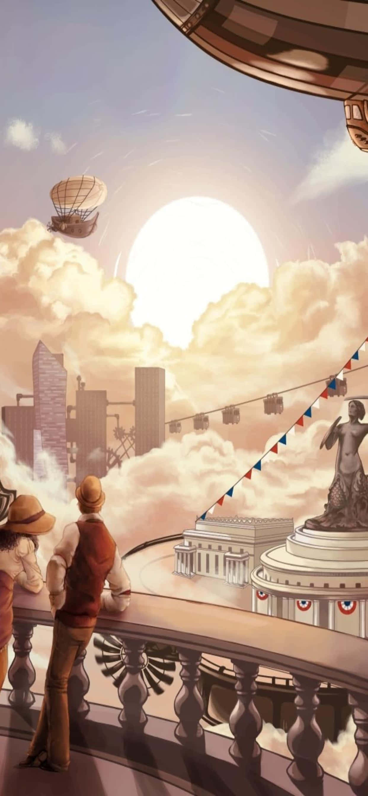 iPhone Xs Max Bioshock Infinite Portret Hemel Agtergrond Muurpapier