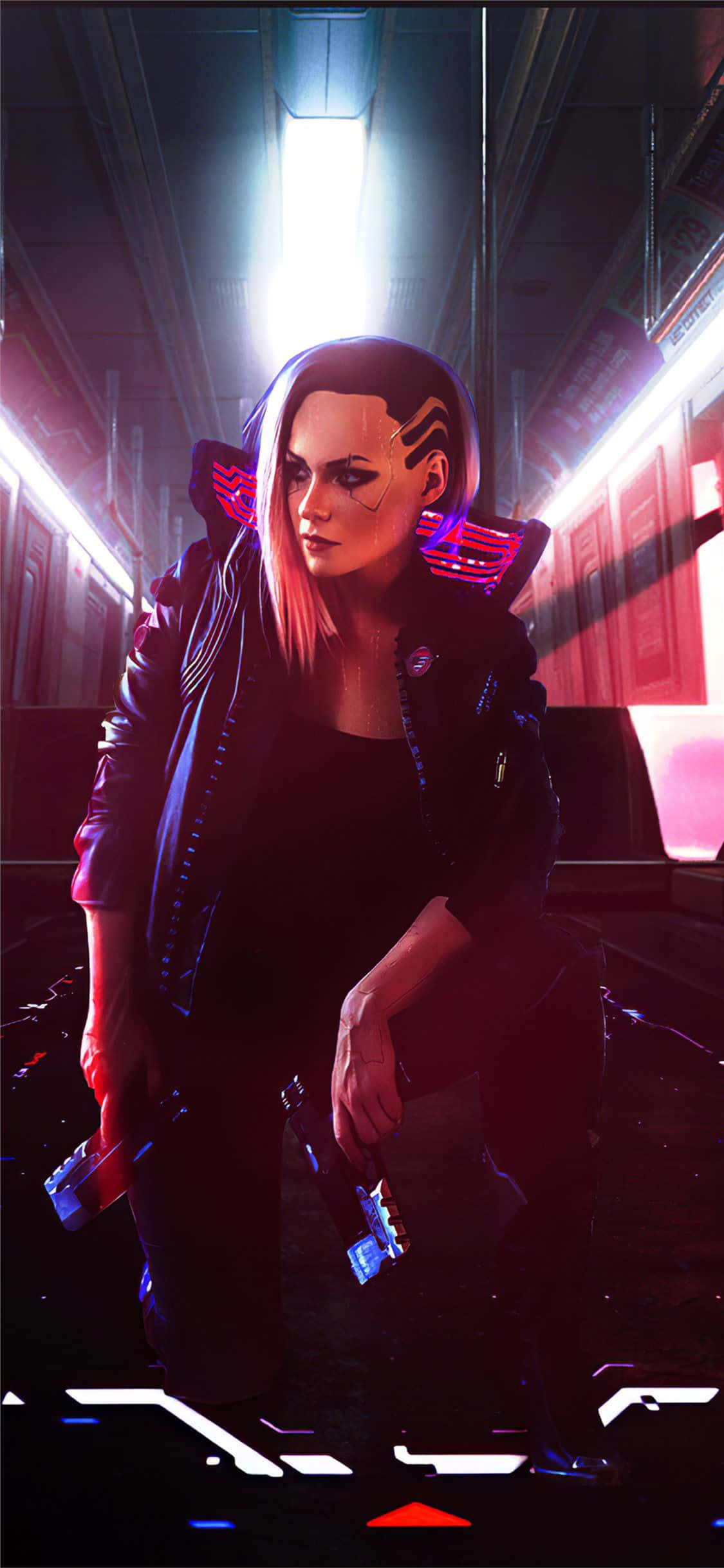 iPhone XS Max Cyberpunk 2077 Hoofkarakter Valerie Agtergrond Muurpapier