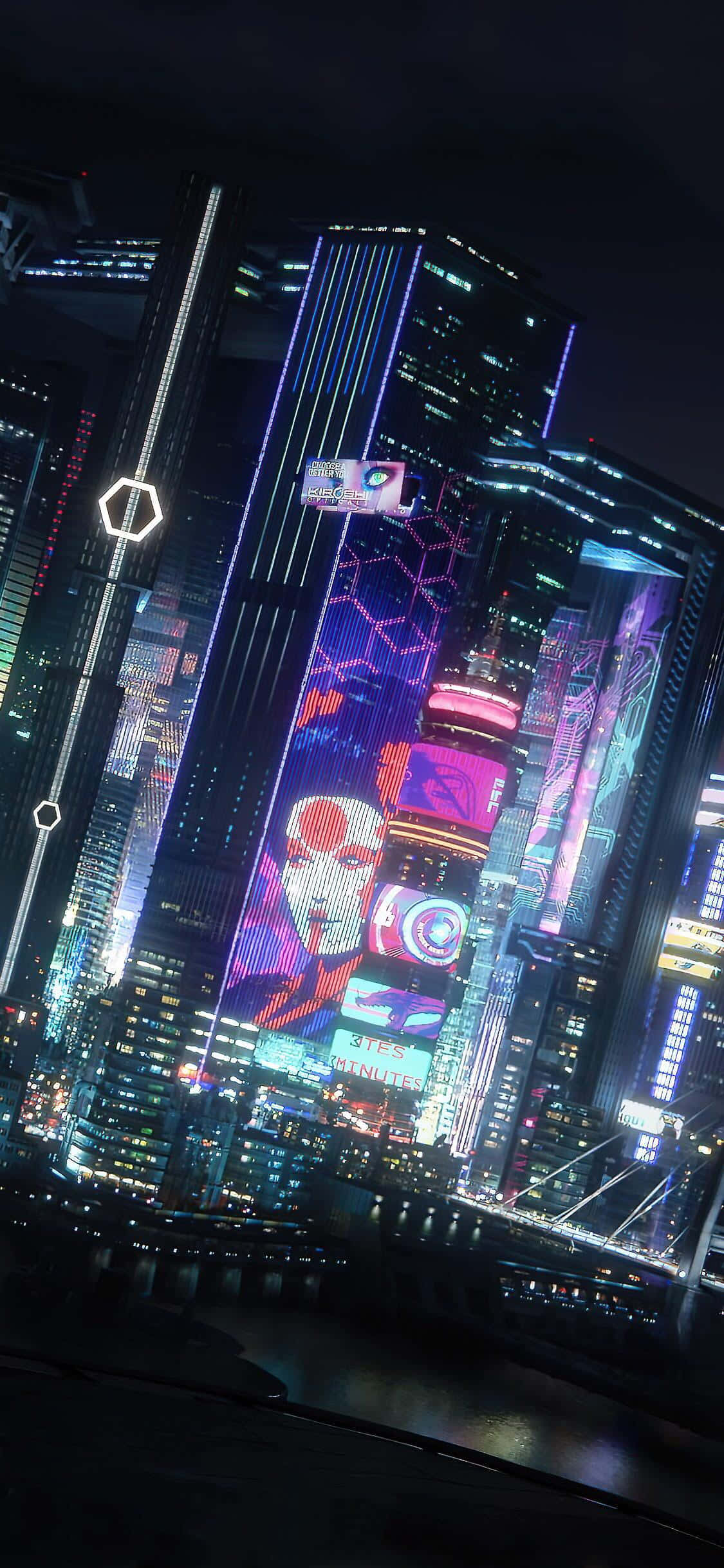 iPhone XS Max Cyberpunk 2077 Stad Nag Agtergrond Muurpapier