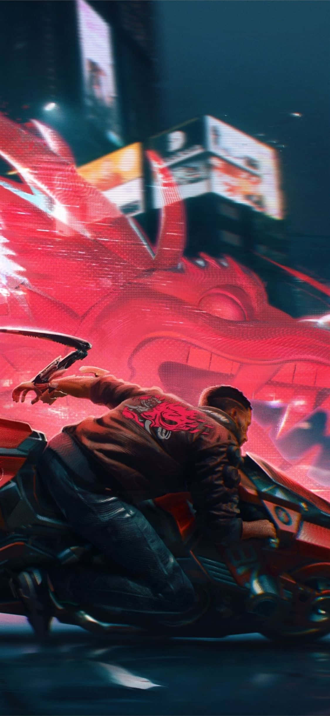 iPhone XS Max Cyberpunk 2077 Draak Agtergrond Muurpapier