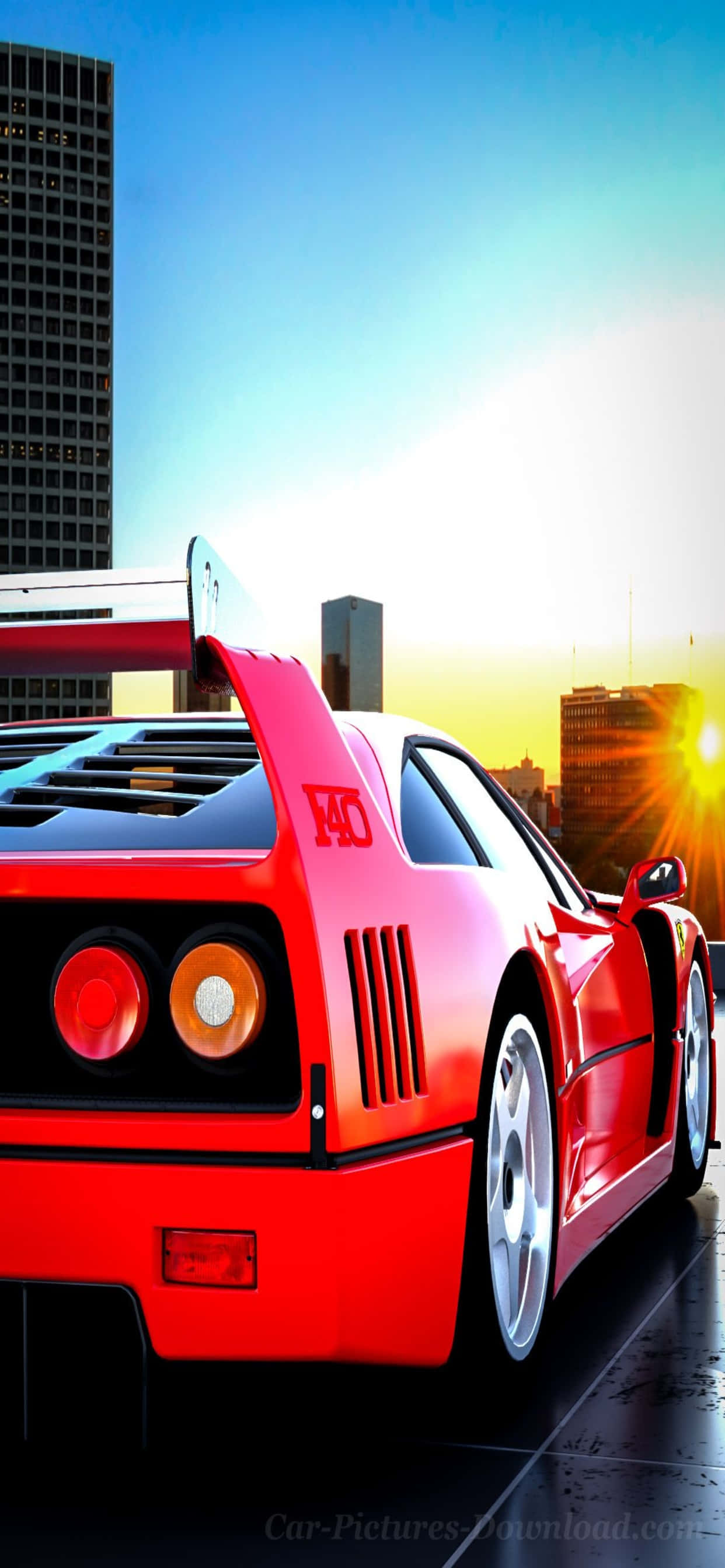 iPhone Xs Max Ferrari Agtergrond Tekening Van 'n Rooi Ferrari F40 Muurpapier