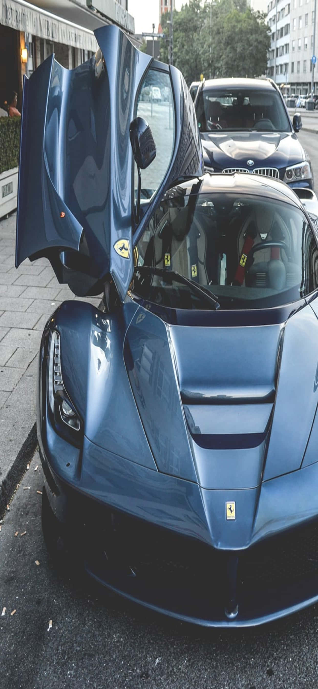 iPhone Xs Max Ferrari Agtergrond Oopgemaakte Blou LaFerrari Muurpapier