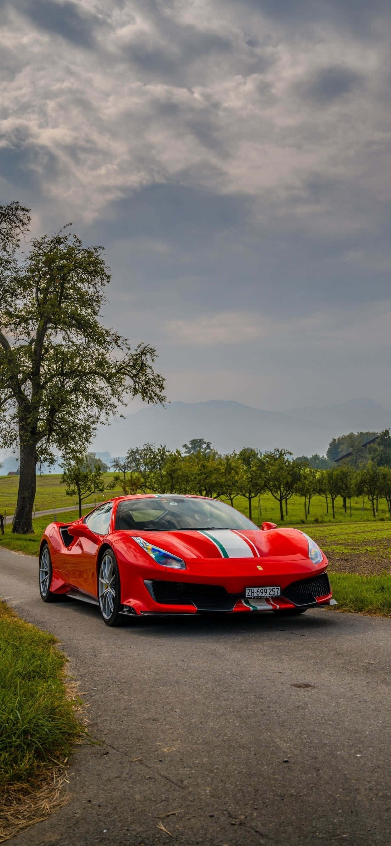 iPhone Xs Max Ferrari Agtergrond Rooi Ferrari 488 Pista Muurpapier
