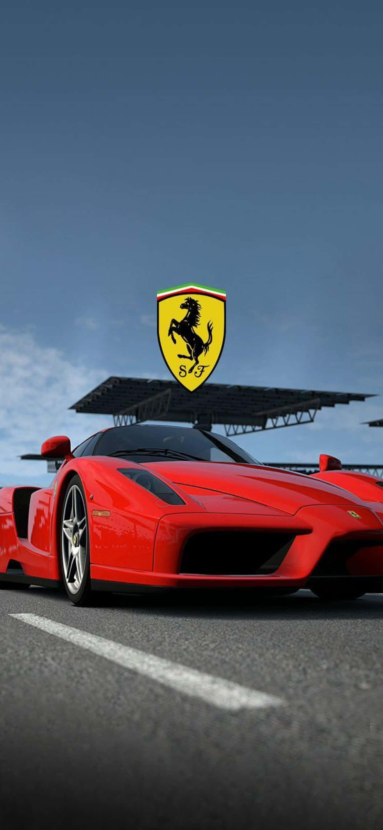 iPhone Xs Max Ferrari Agtergrond Rooi Ferrari Enzo Met Logo Muurpapier