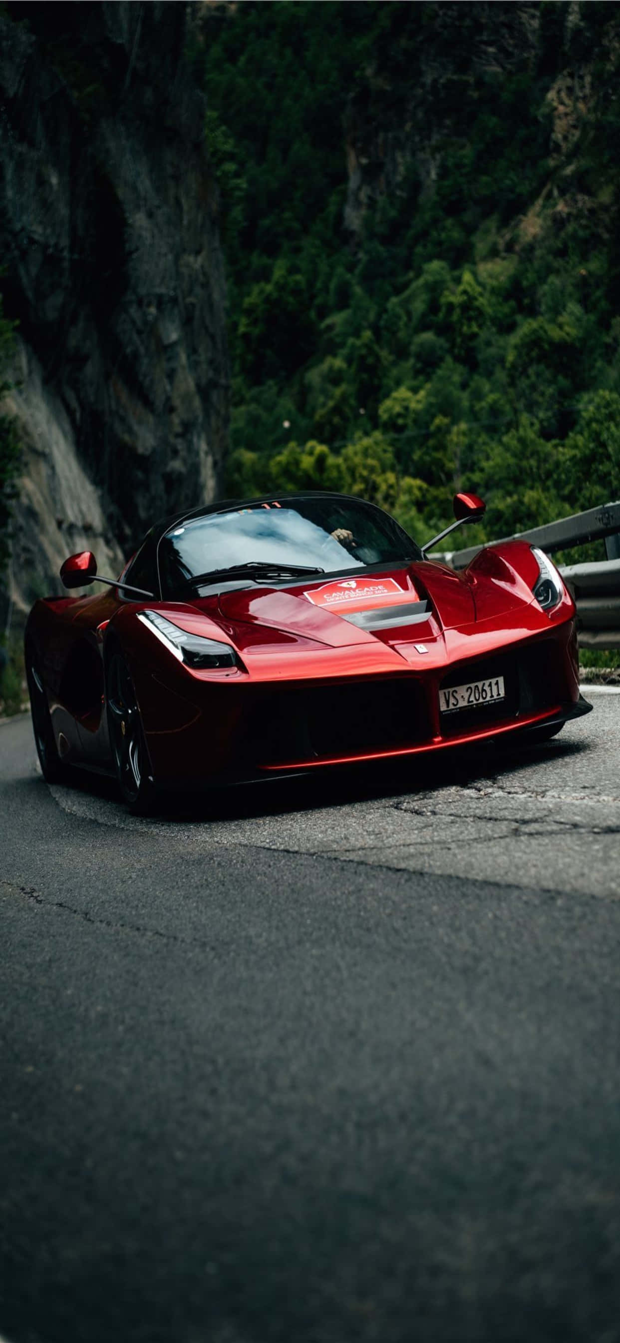 iPhone Xs Max Ferrari Agtergrond Glans Rooi LaFerrari Muurpapier