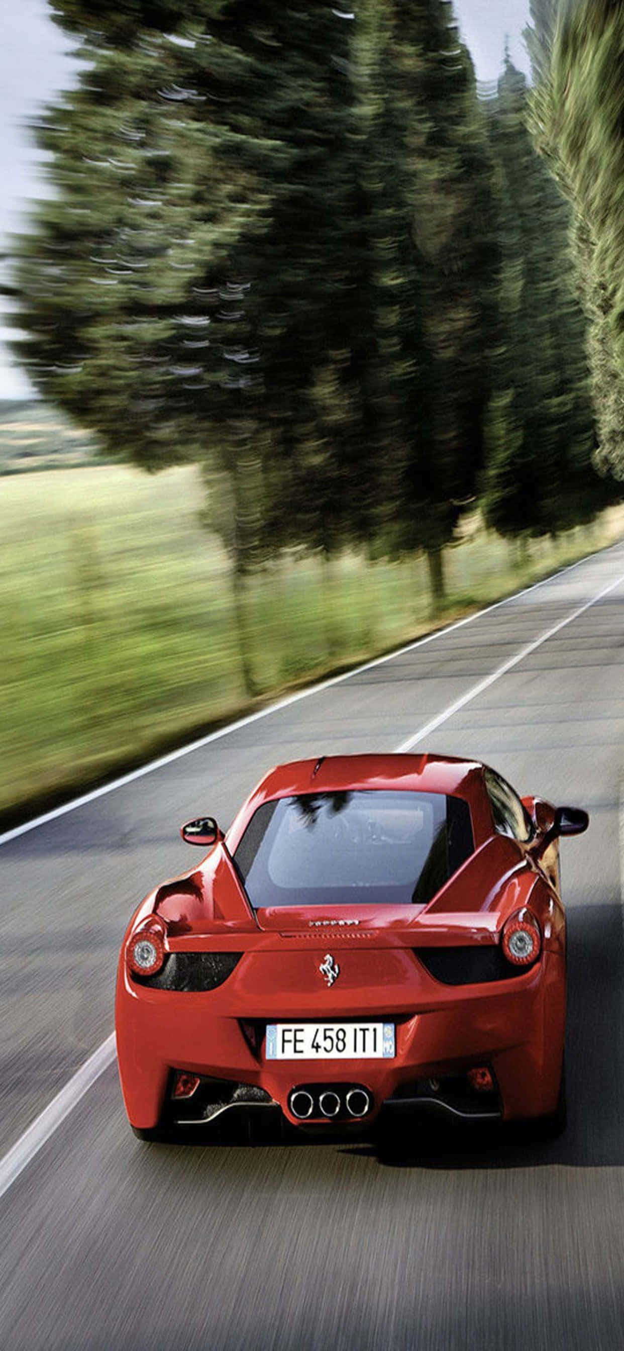 iPhone Xs Max Ferrari Agtergrond Rooi 2015 Ferrari 458 Spider Op Die Pad Muurpapier
