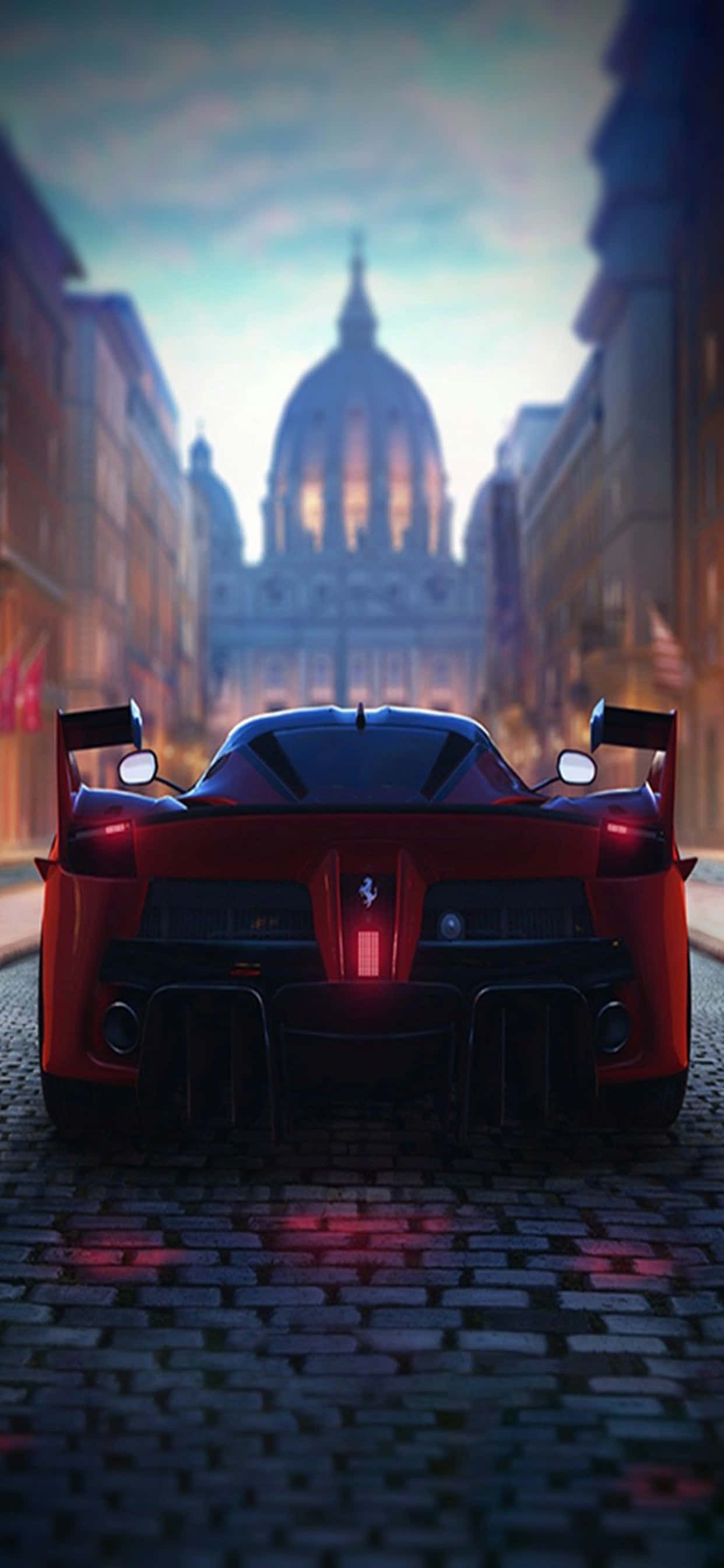 iPhone Xs Max Ferrari Agtergrond Rooi Ferrari Op Klippe Muurpapier