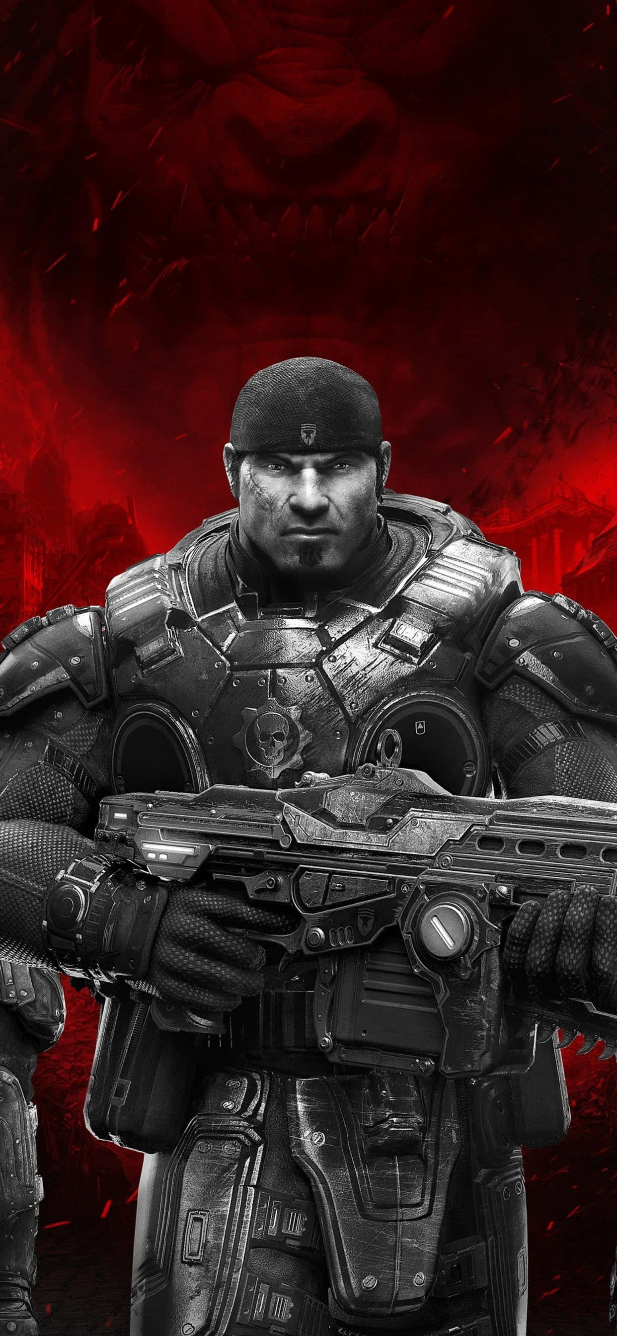 iPhone XS Max Gears of War 5 Karakter Marcus Agtergrond Muurpapier