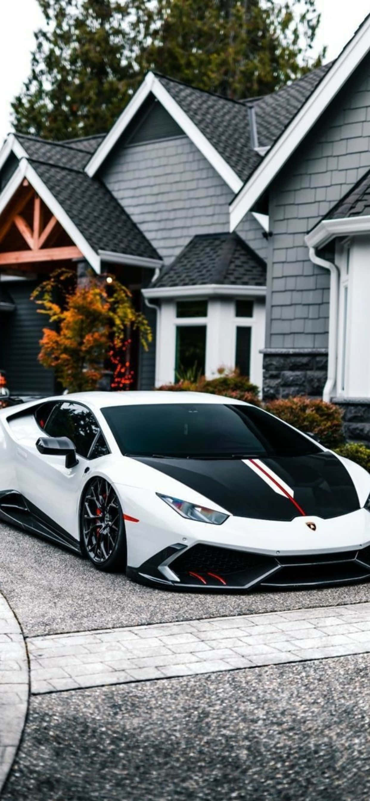 iPhone XS Max Lamborghini Wit En Swart Agtergrond Muurpapier