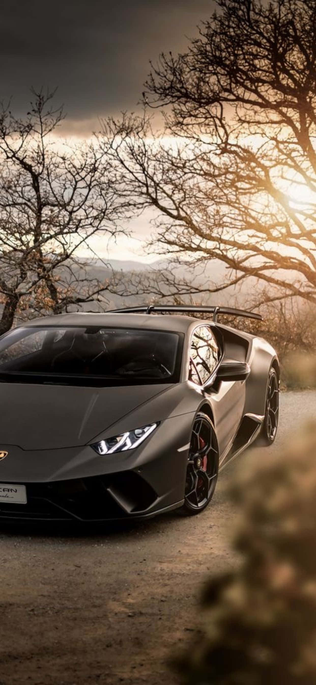 iPhone XS Max Lamborghini Grys Huracan Agtergrond Muurpapier
