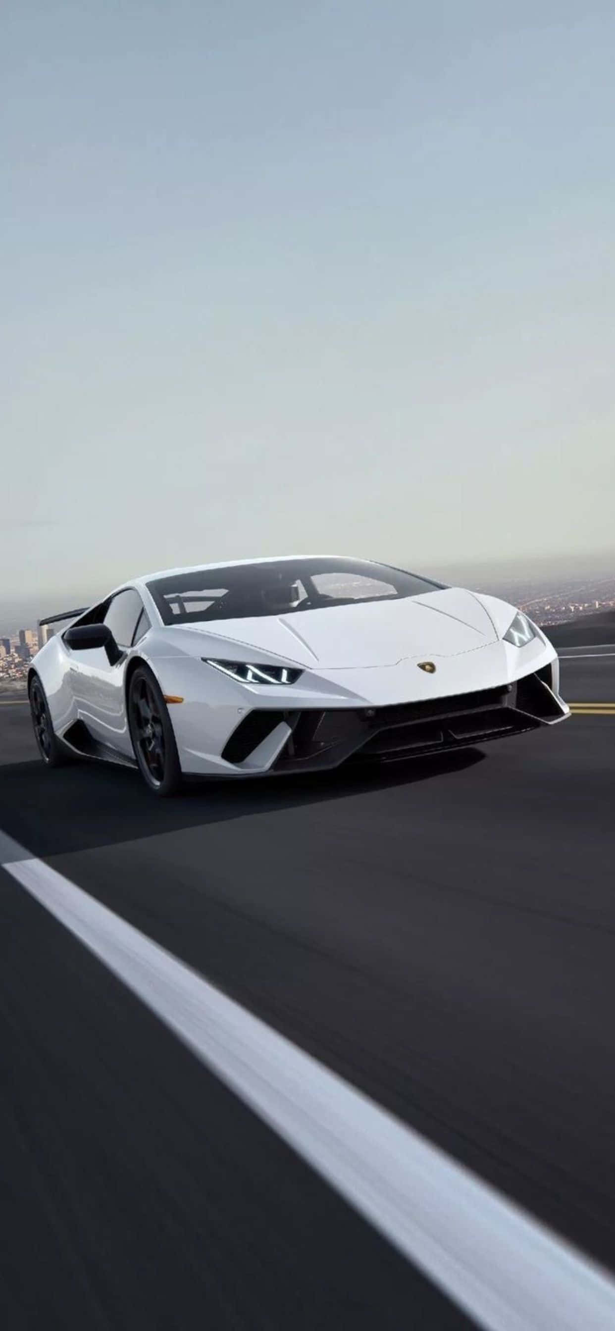 iPhone XS Max Lamborghini Huracan EVO Wit Agtergrond Muurpapier