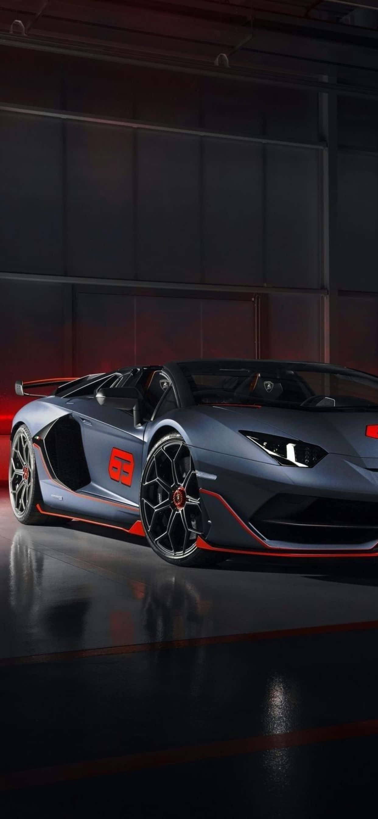 iPhone XS Max Lamborghini Rooi en Grys Agtergrond Muurpapier