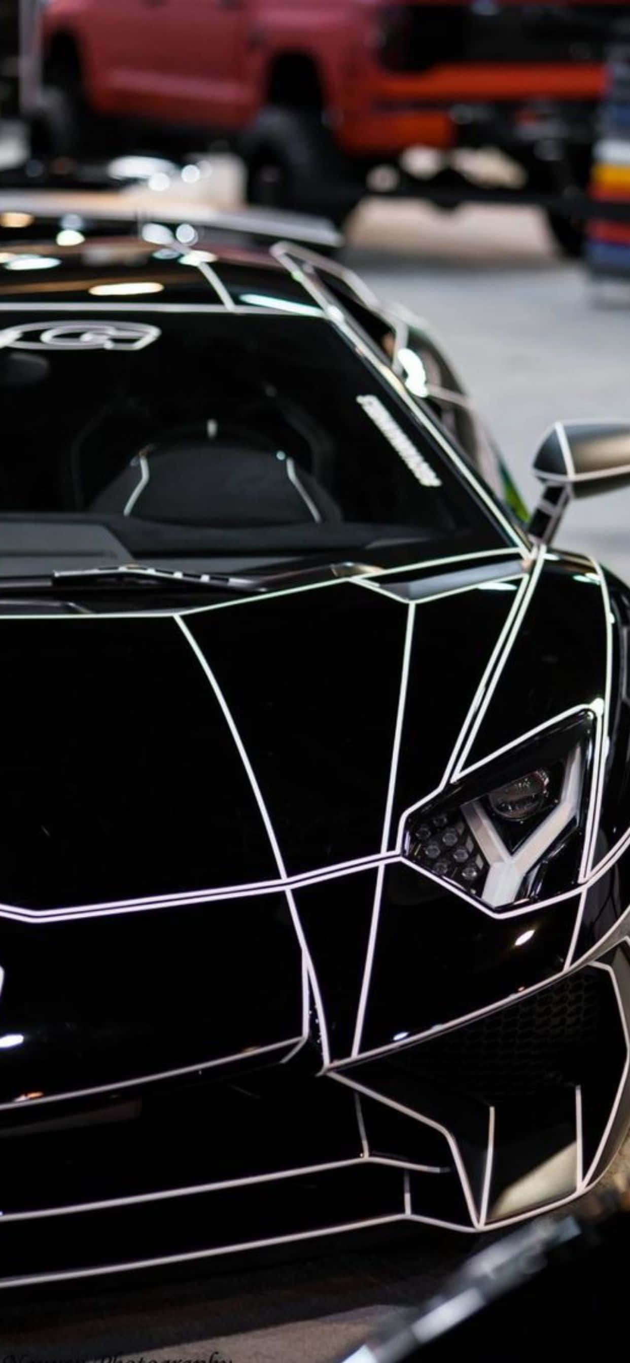 iPhone XS Max Lamborghini Glans Swart Agtergrond Muurpapier