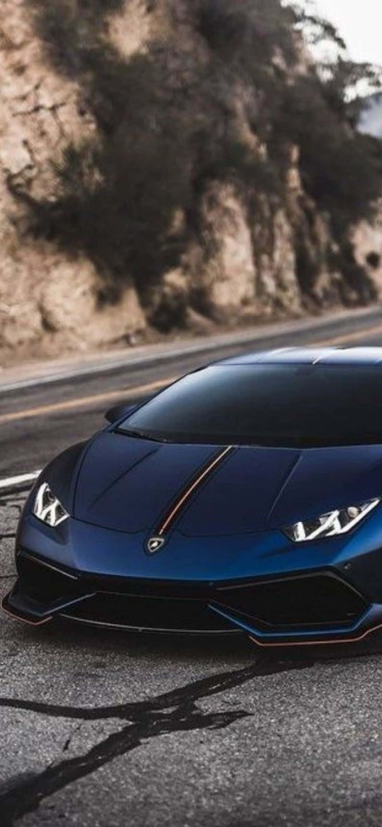 iPhone XS Max Lamborghini Blou Huracan Agtergrond Muurpapier