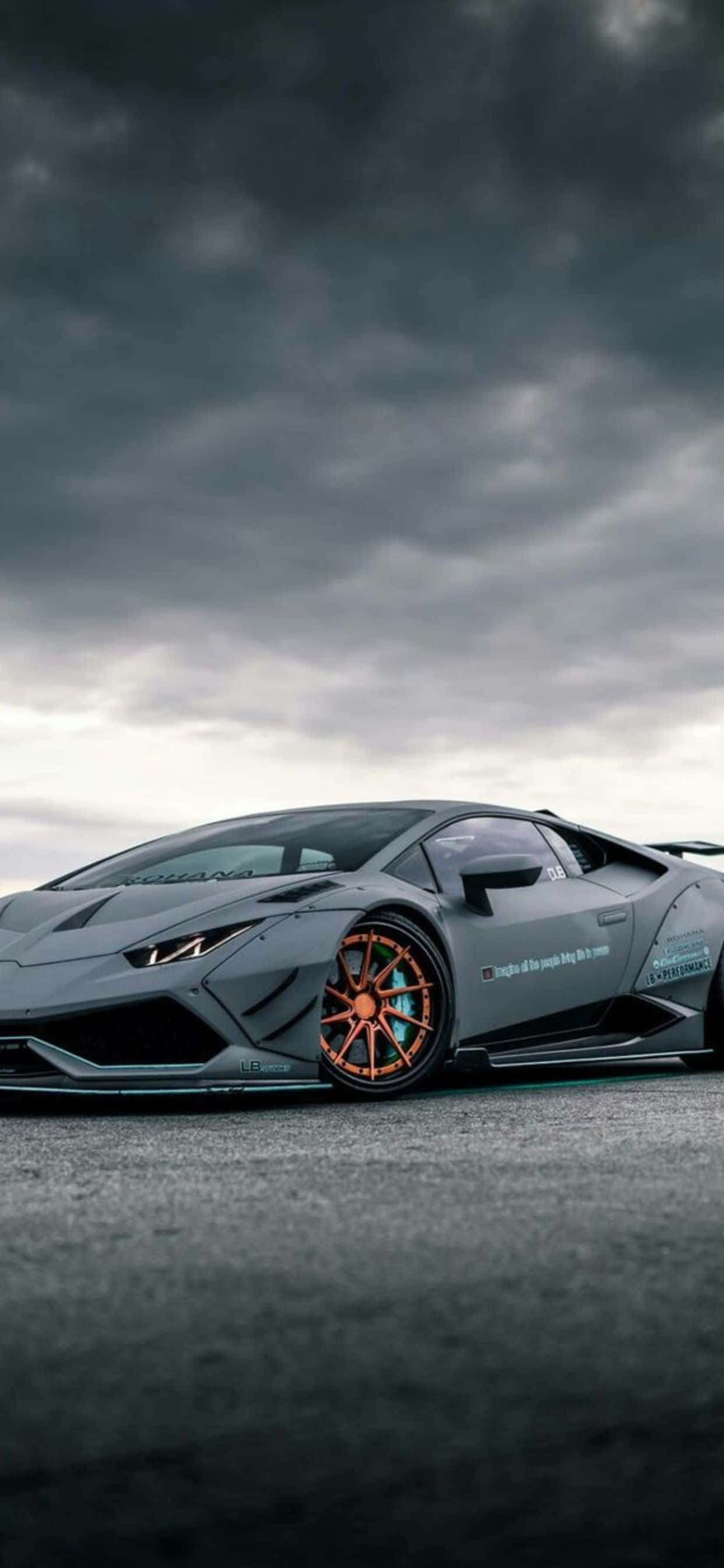 iPhone XS Max Lamborghini Grys Motor Agtergrond Muurpapier