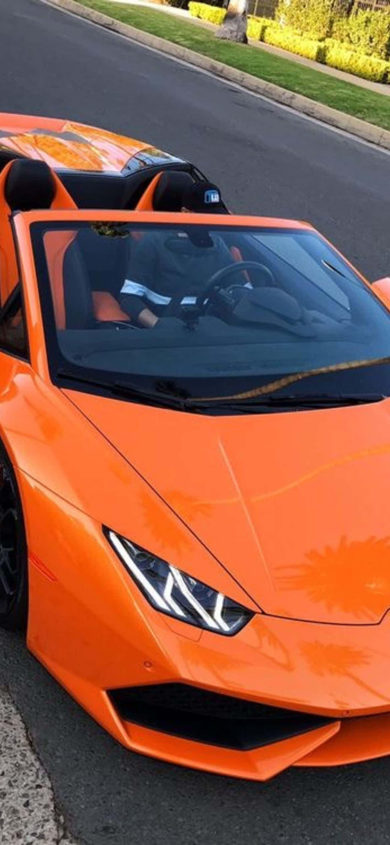iPhone XS Max Lamborghini Huracan Oranje Motor Agtergrond Muurpapier