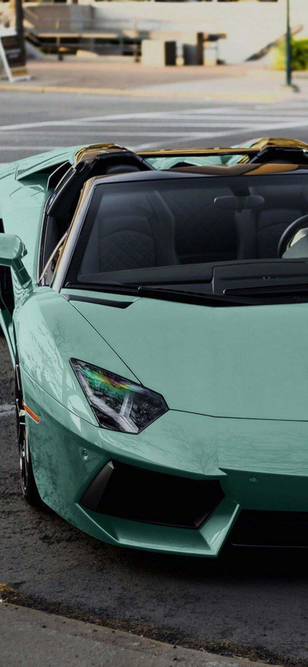 iPhone XS Max Lamborghini Ligblou Agtergrond Muurpapier