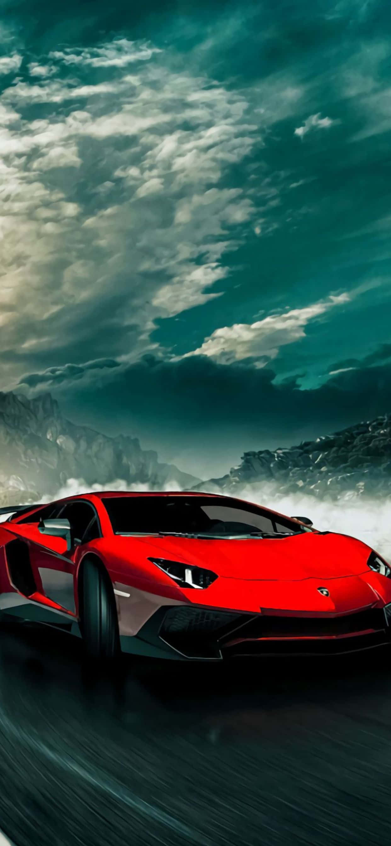 iPhone XS Max Lamborghini Rooi Aventador Agtergrond Muurpapier