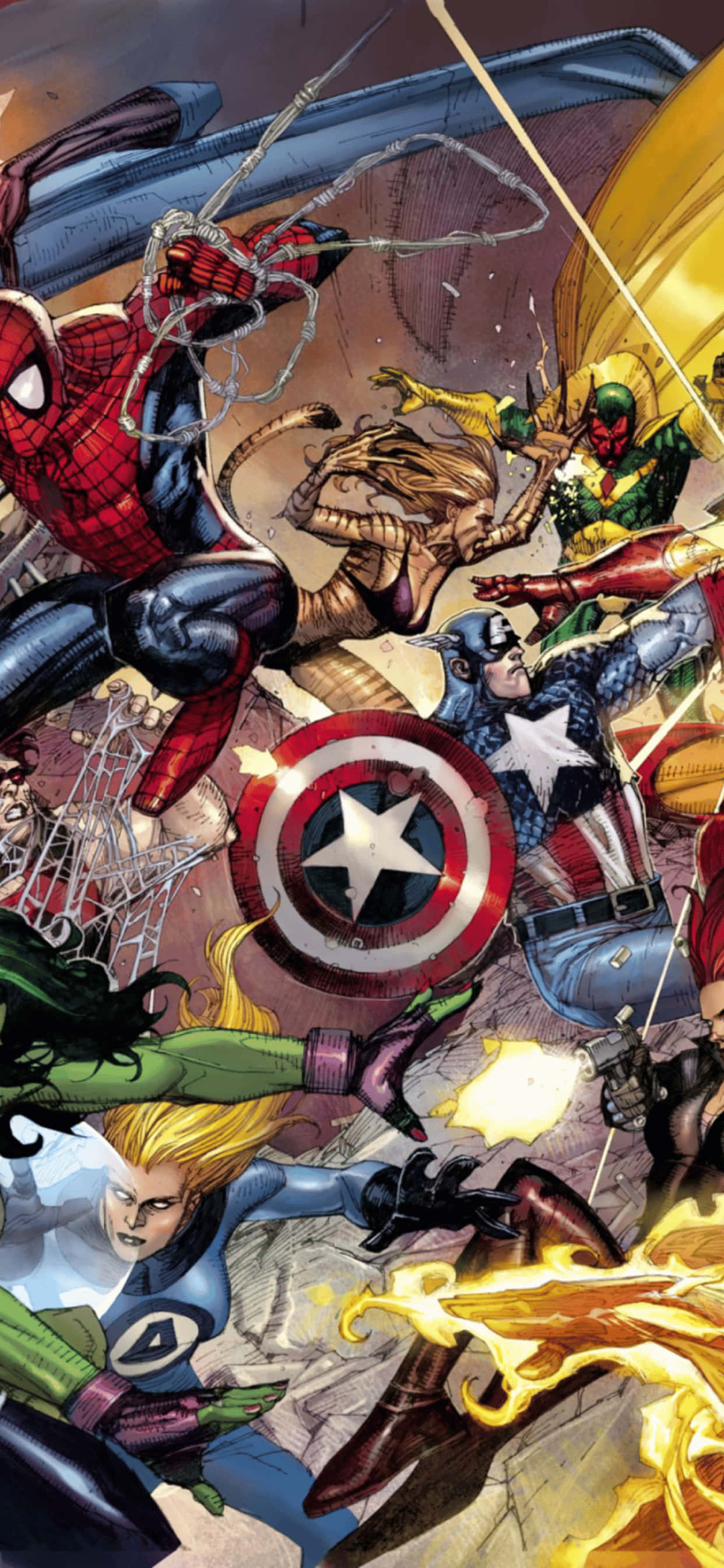 iPhone XS Max Marvel Klassieke Strokiesprent Agtergrond Muurpapier