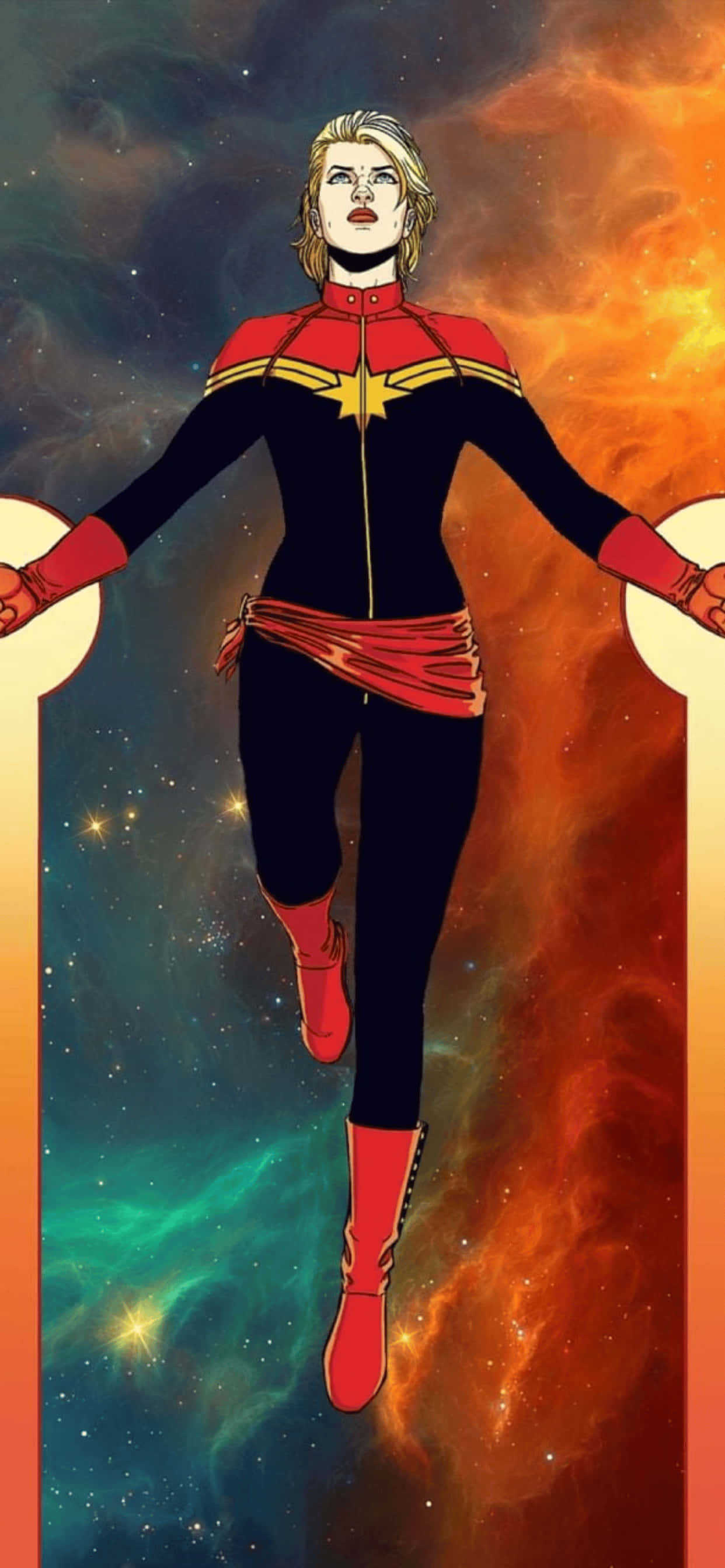 iPhone XS Max Marvel Captain Marvel Agtergrond Muurpapier