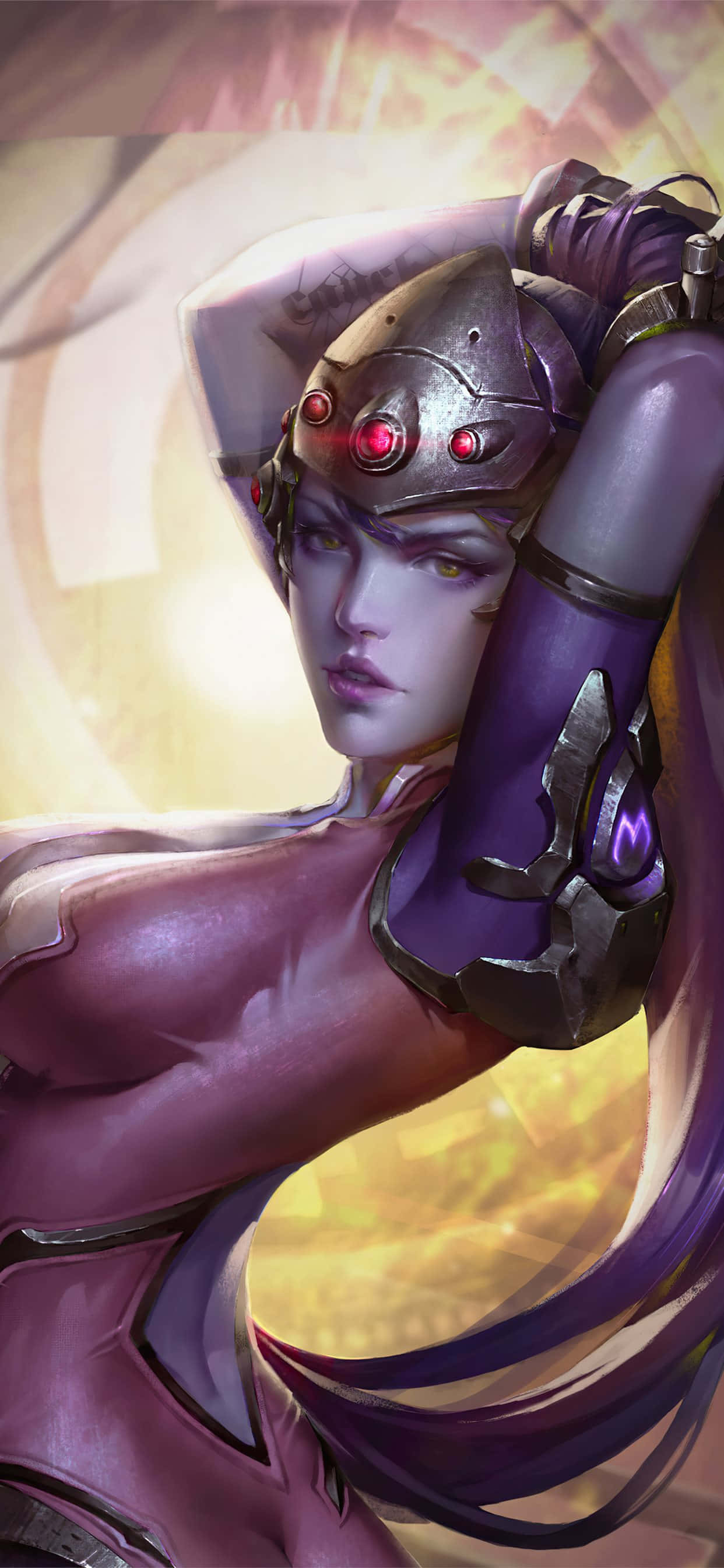 iPhone Xs Max Overwatch Agtergrond Widowmaker Warm Posisie Muurpapier