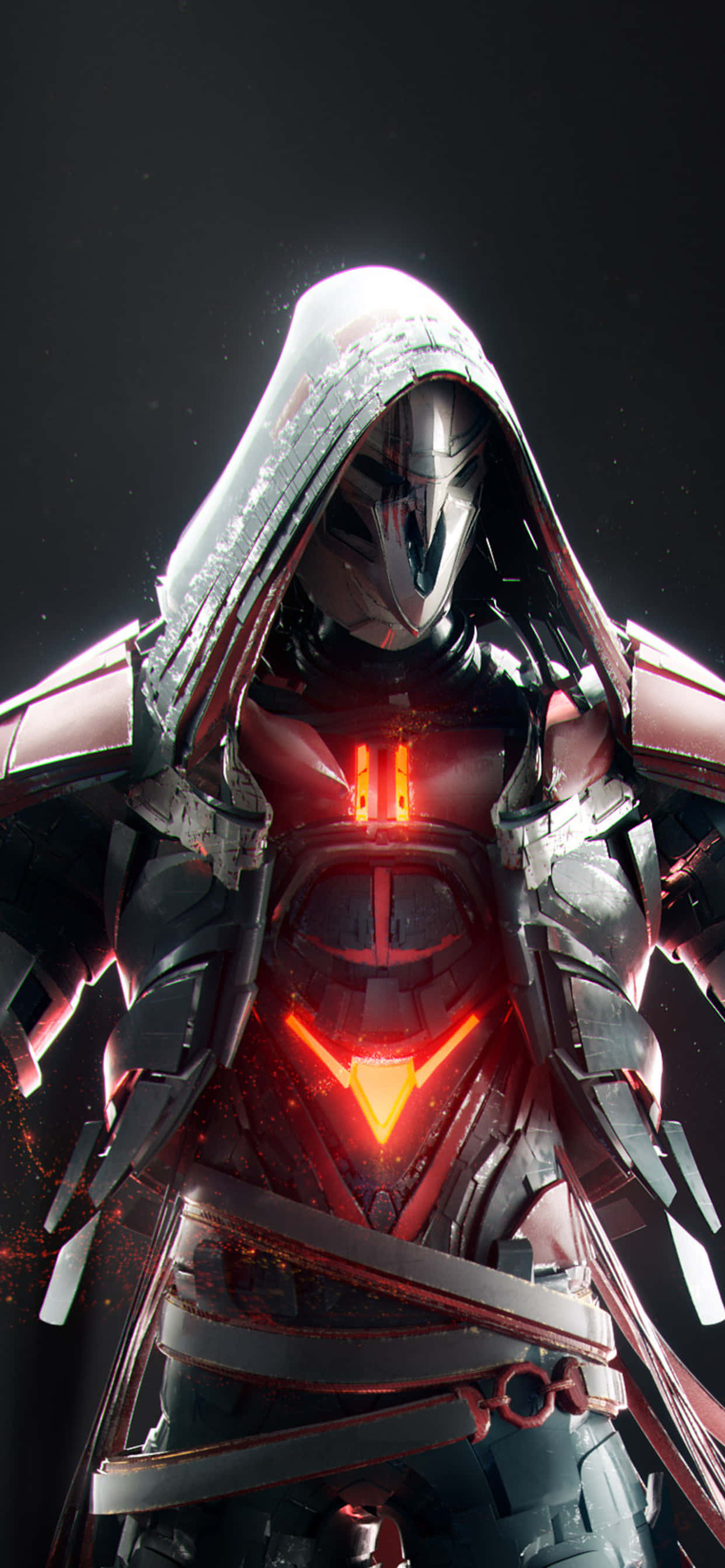 iPhone Xs Max Overwatch-agtergrond Reaper wit hoodie Muurpapier