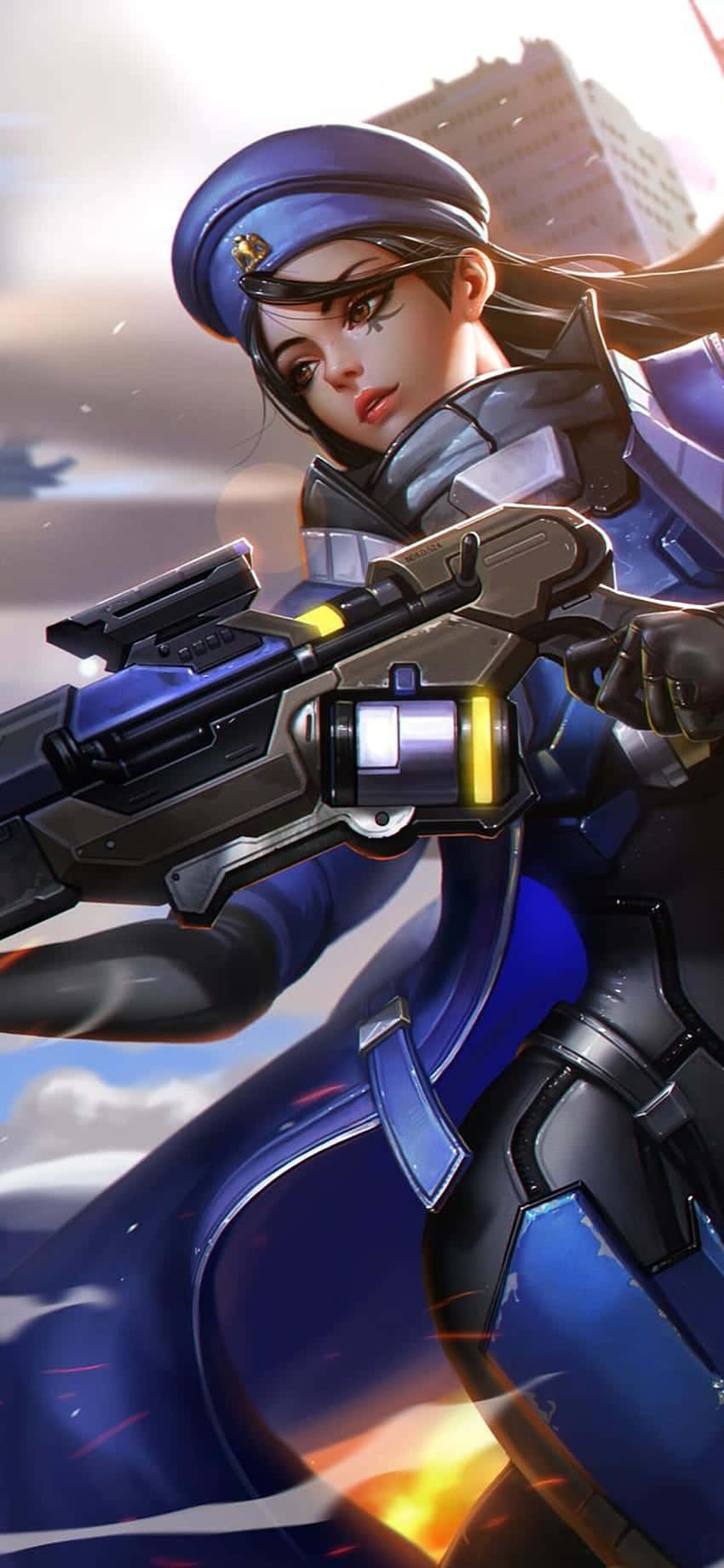 iPhone Xs Max Overwatch Agtergrond Kaptein Ana Veg Muurpapier