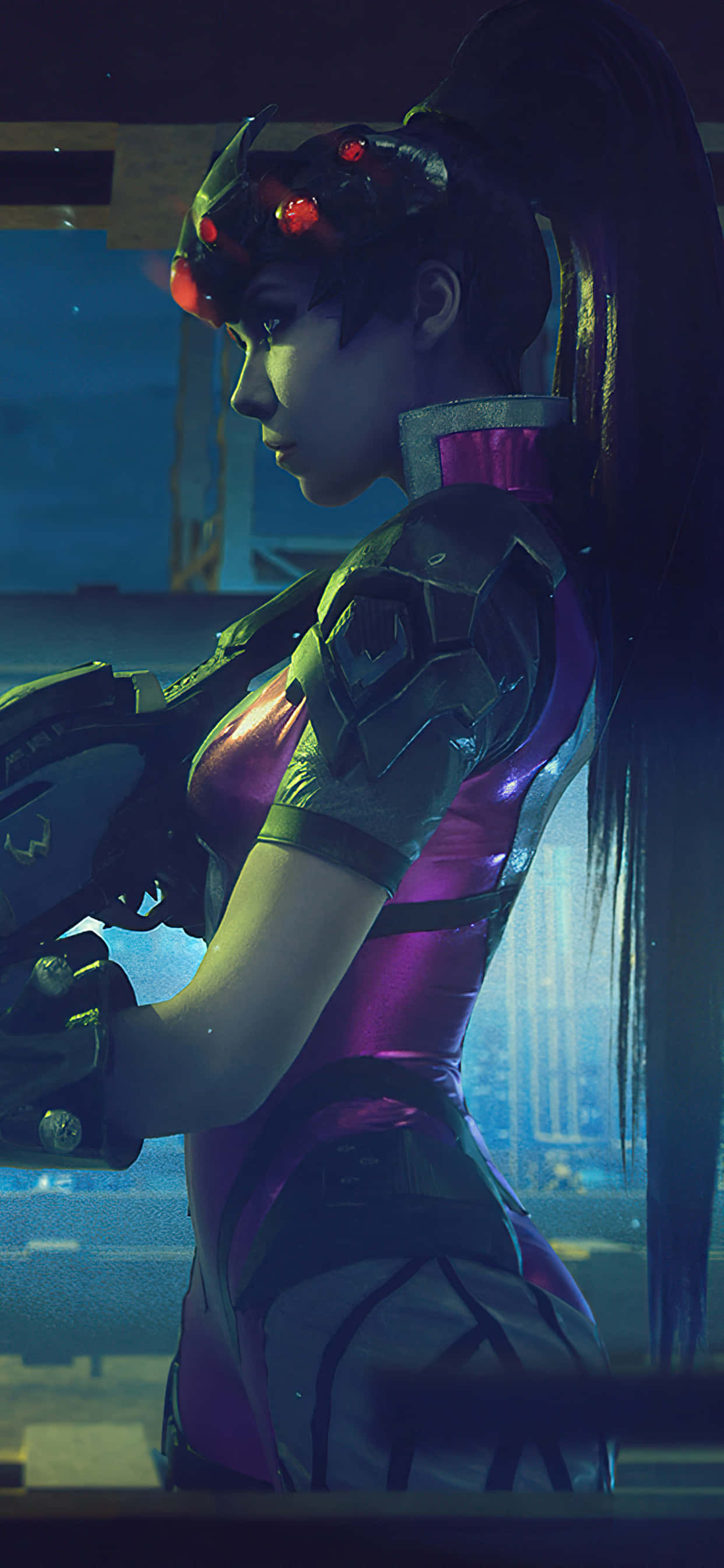 iPhone Xs Max Overwatch Agtergrond Widowmaker Syprofiel Muurpapier